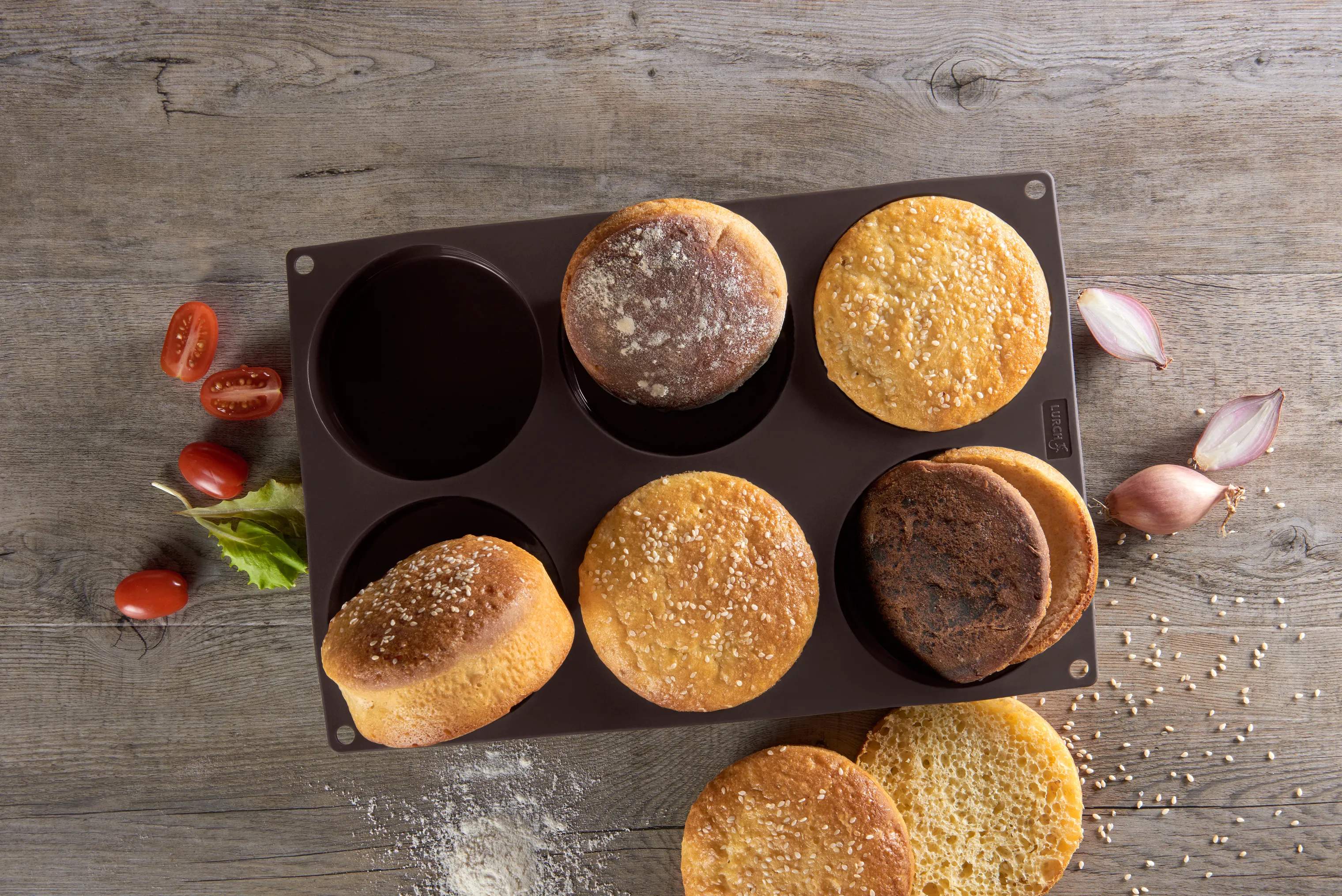 LURCH Rugbrødsforme og brødforme Flexiform Form til burgerboller i 6 Boller, 3