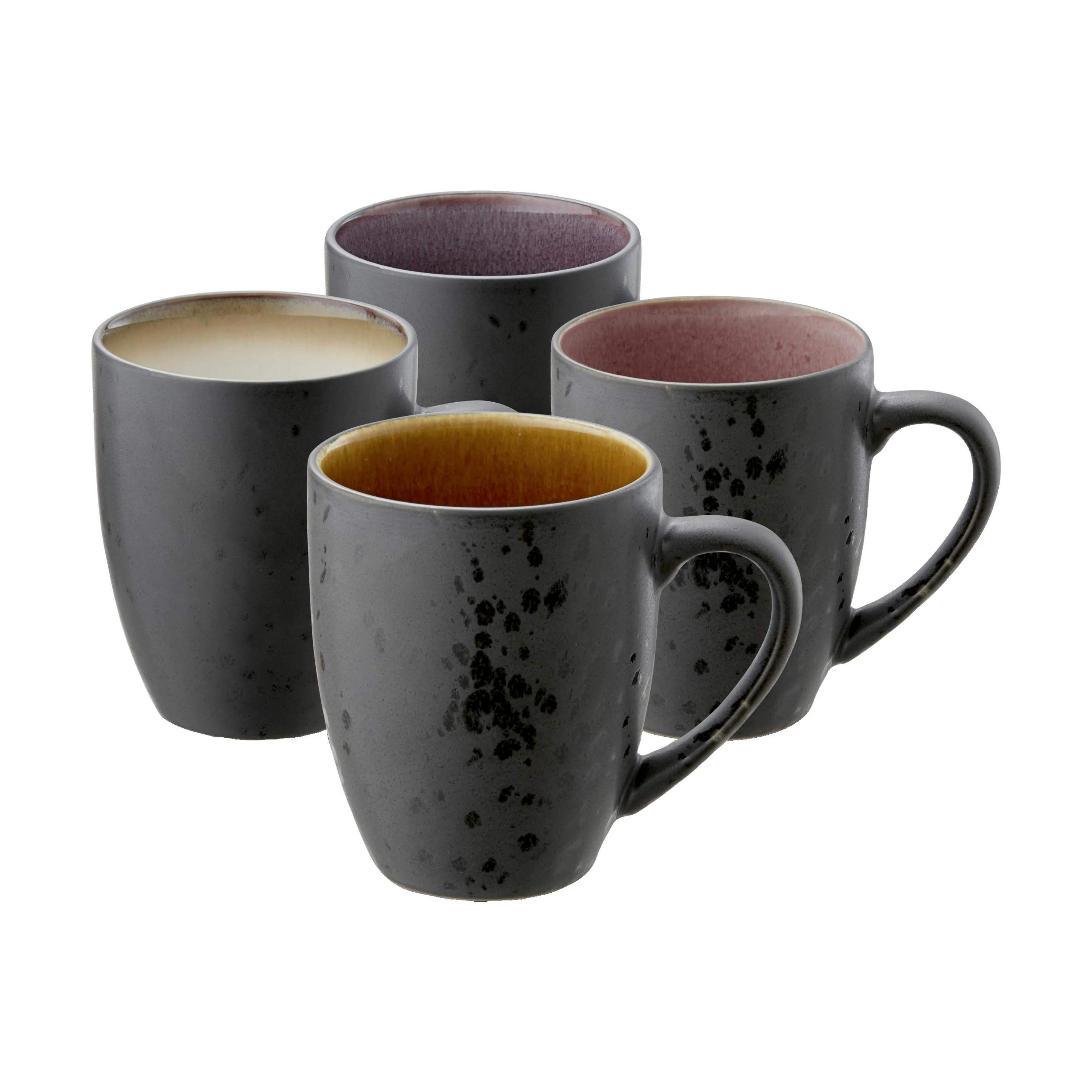 Bitz Krus og kopper med hank Krus - 4 stk. i Sort/creme, lyserød, amber, lilla, 30 cl, 1