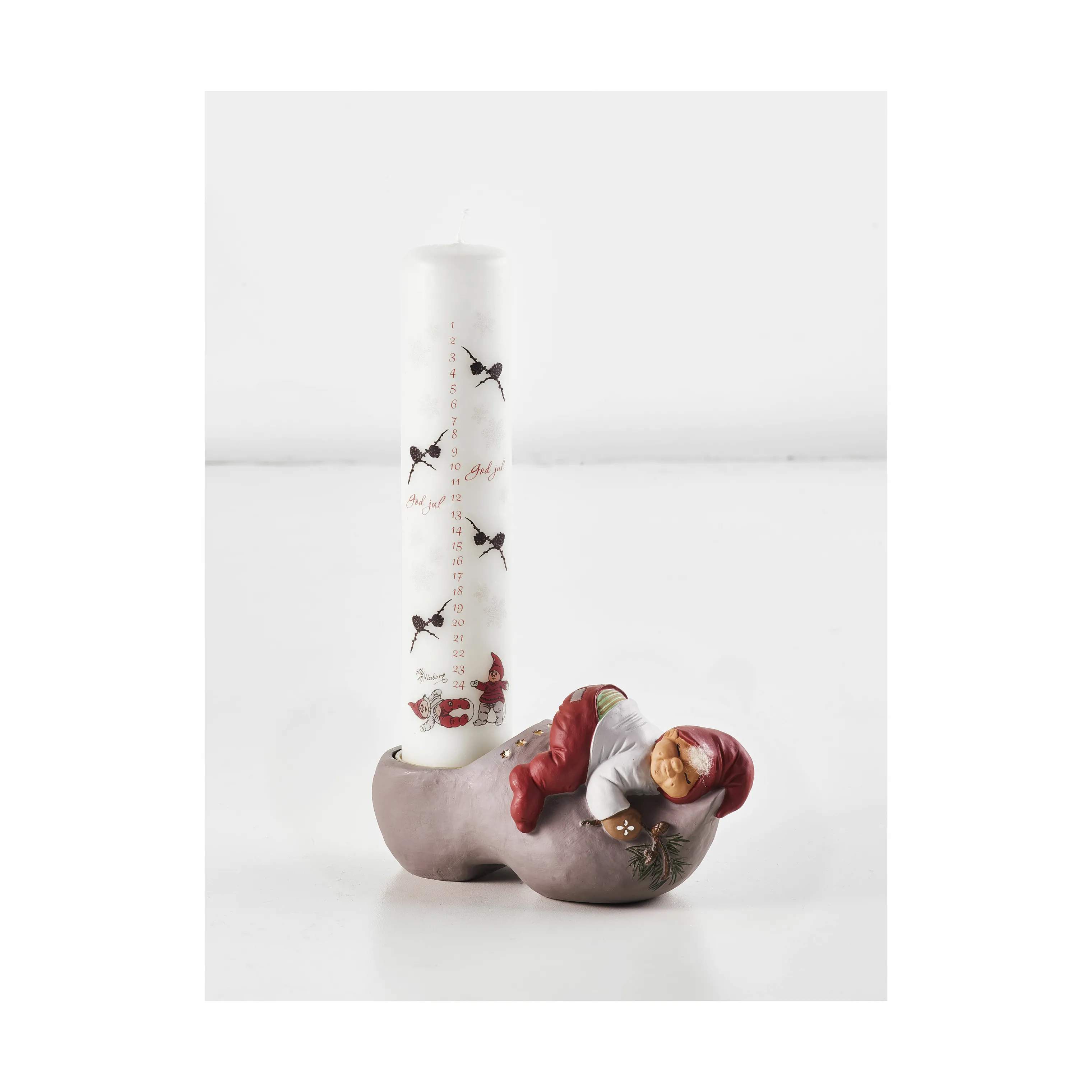 Klarborg Jule- og adventsstager Kalenderstage - Træsko Liam i Beige/rød, 8 cm, 3