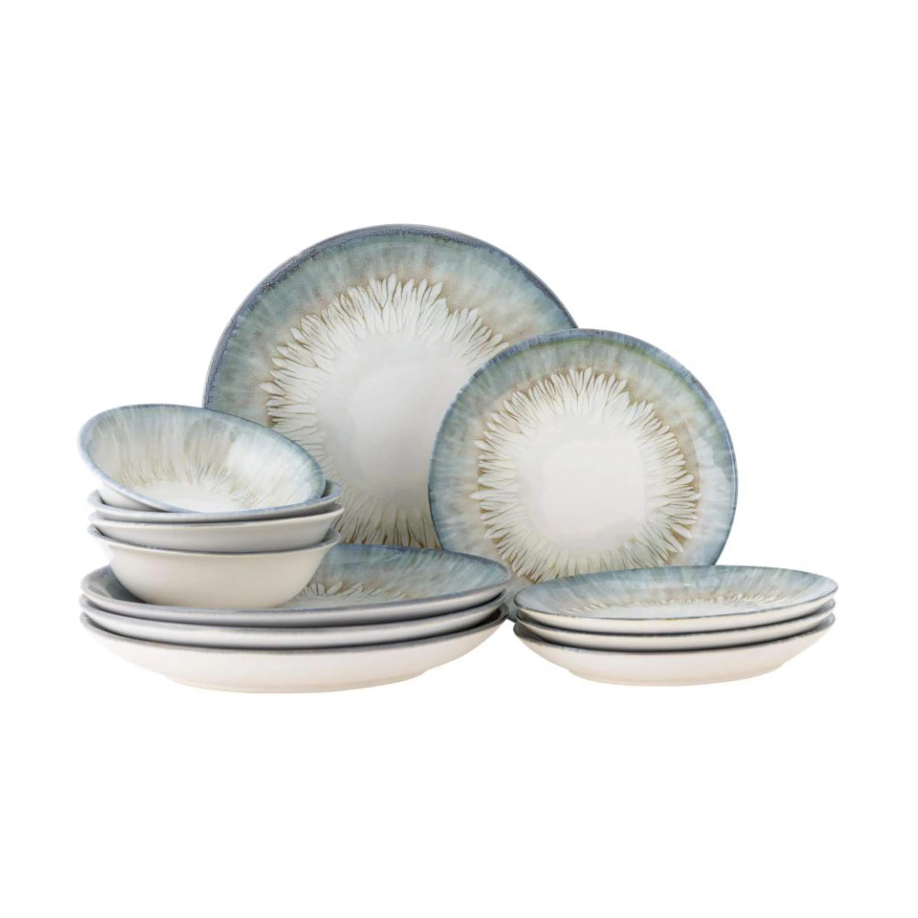 Bloomingville Middagstallerkener Calen Middagssæt - 12 dele i Blue, 1