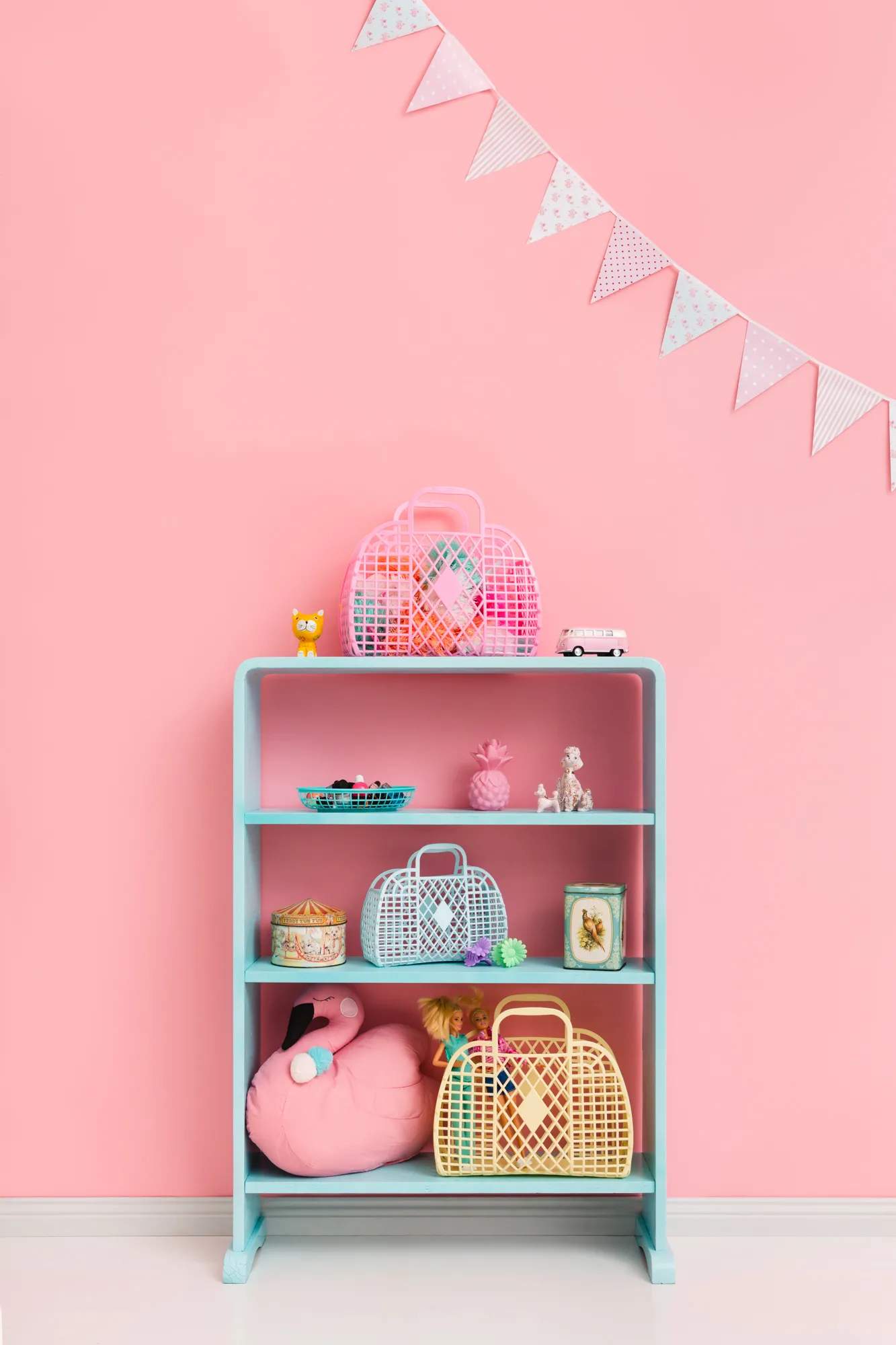 Sun Jellies Øvrigt interiør Retro Basket Retro Taske - Stor i Bubblegum Pink B 14  x L 35 x H 30 cm, 2