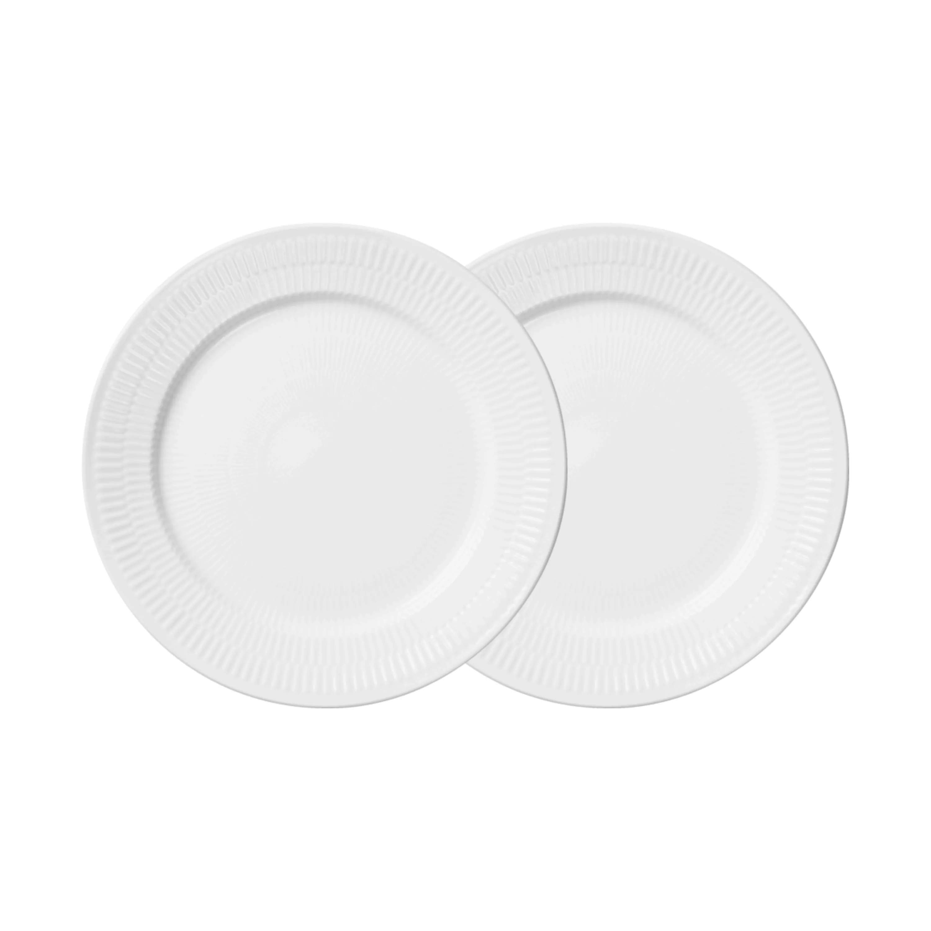 Royal Copenhagen Frokosttallerkener Hvid Riflet Tallerken - 2 stk. i Hvid, 1