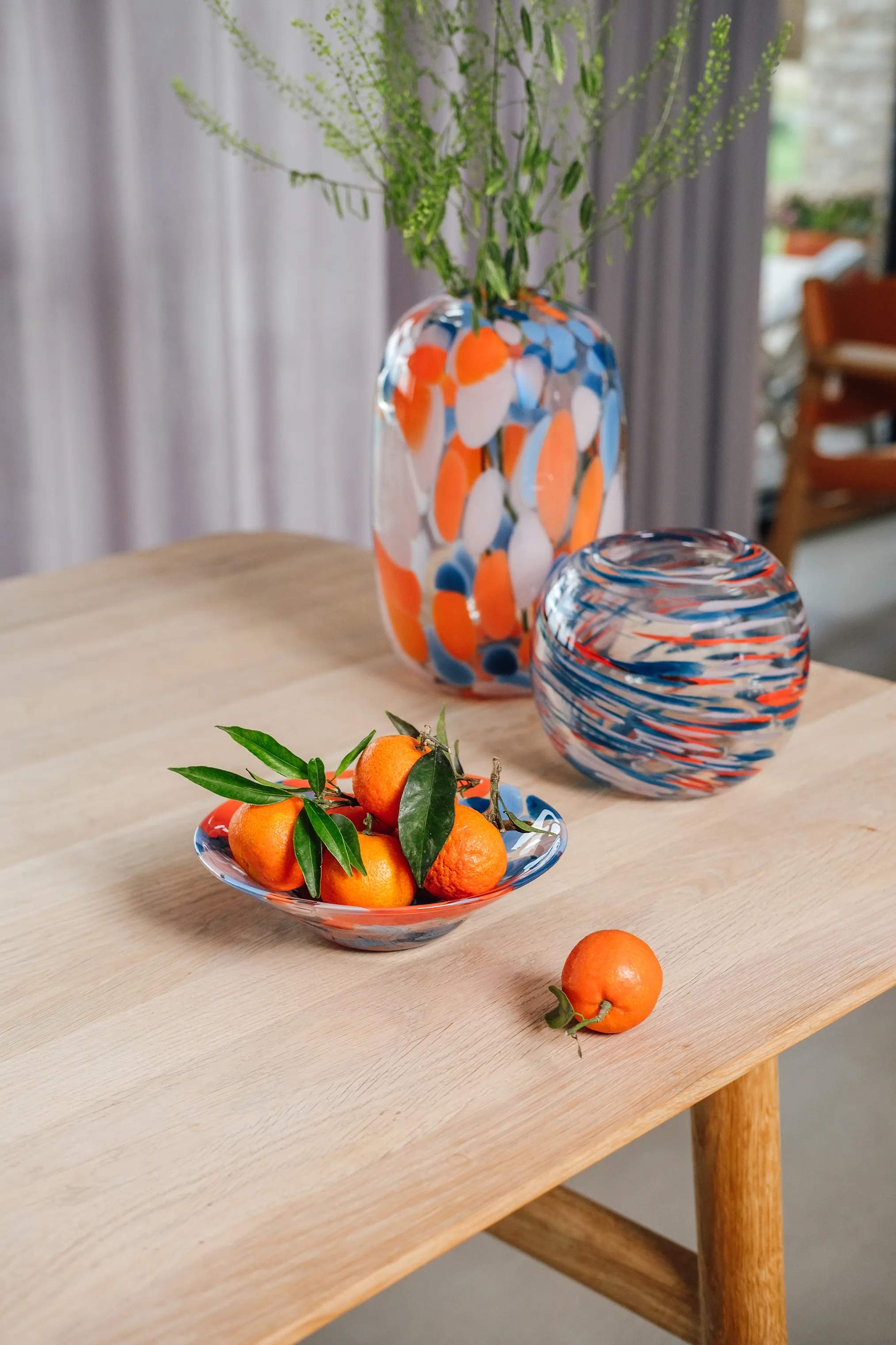 CASA Living Vaser Kuglevase i Blå og orange, 4