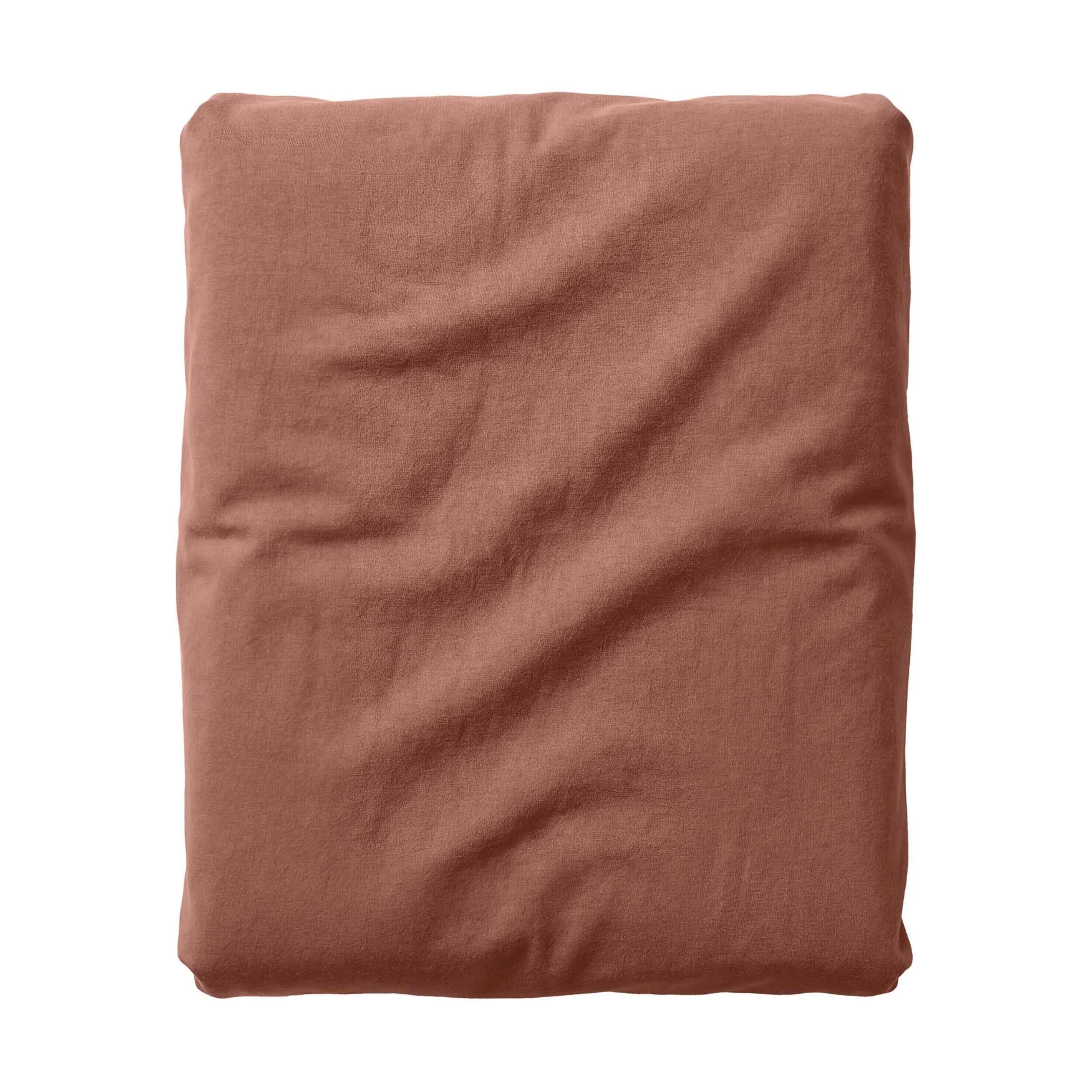 Essenza Lagner Fine Organic Jersey Boxlagen i Terracotta, B100 x L220 cm, 1