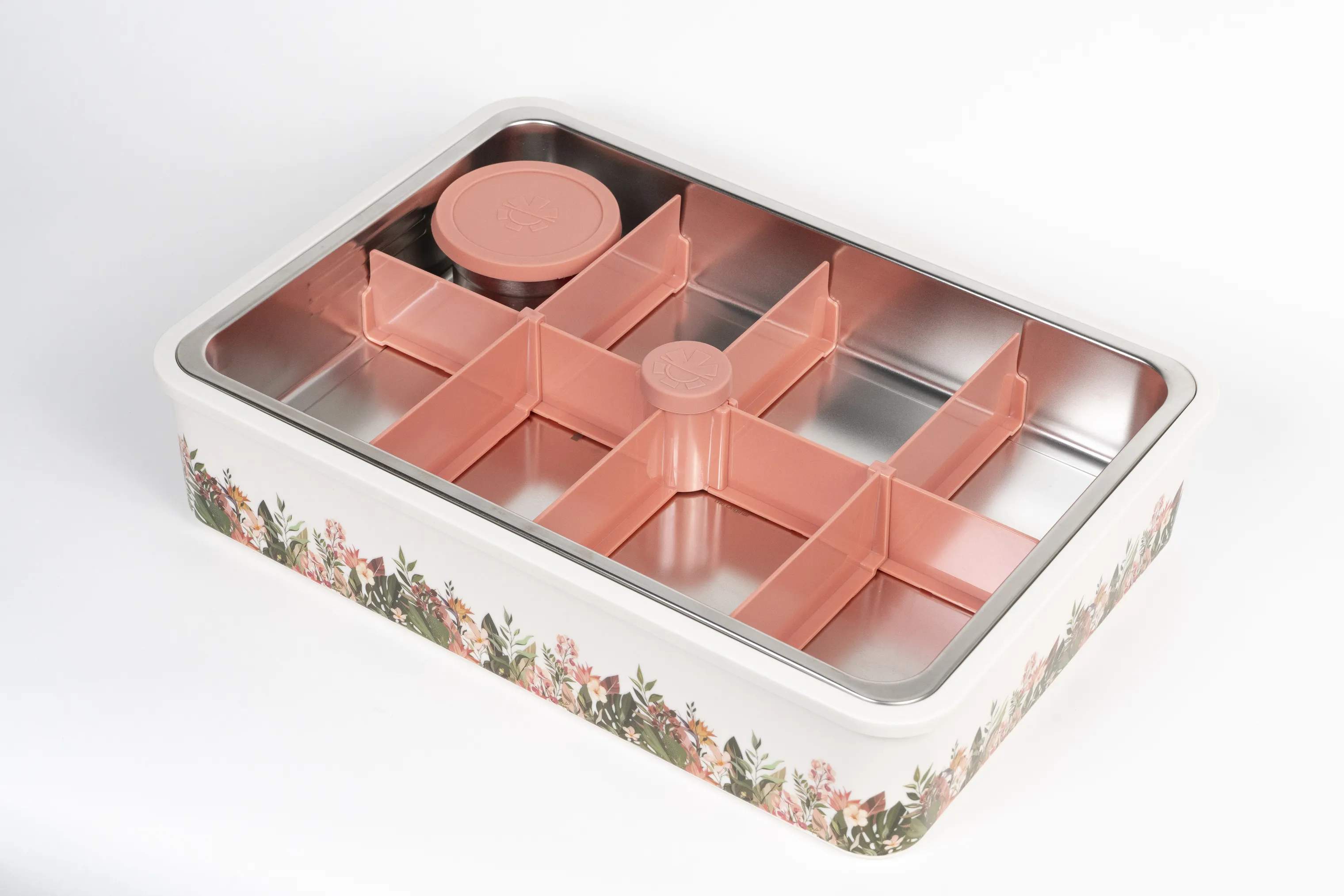 Platterbox Opbevaringsbokse Snack Box Tilbehørssæt - 21 dele i Hvid/Blomster, 7