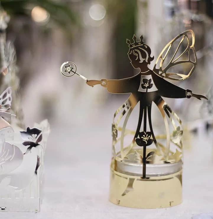 Jette Frölich Design Jule- og adventsstager Design Fyrfadsstage Magisk Fe i Guldfarvet, 14,5 cm, 2