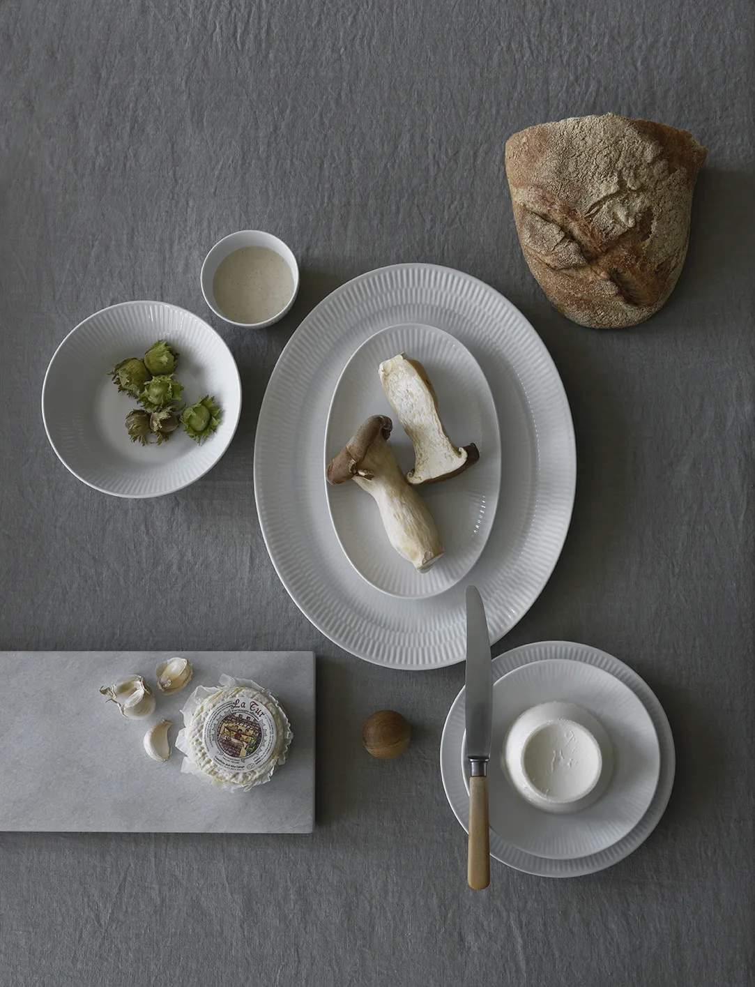 Royal Copenhagen Asietter Hvid Riflet Asiet i Hvid, 5