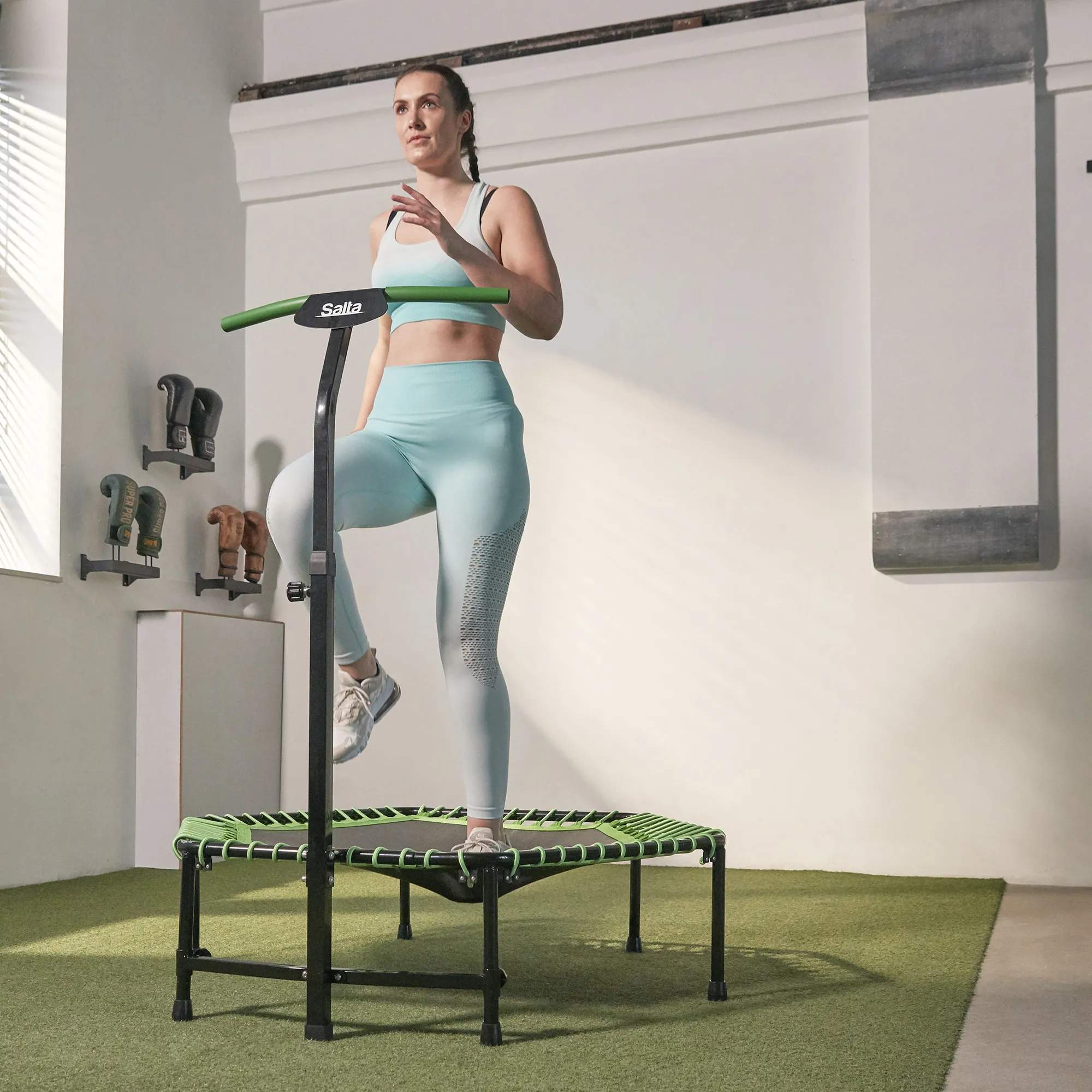 Salta Trampoliner Fitness Trampolin m. håndtag i Sort/grøn, 3