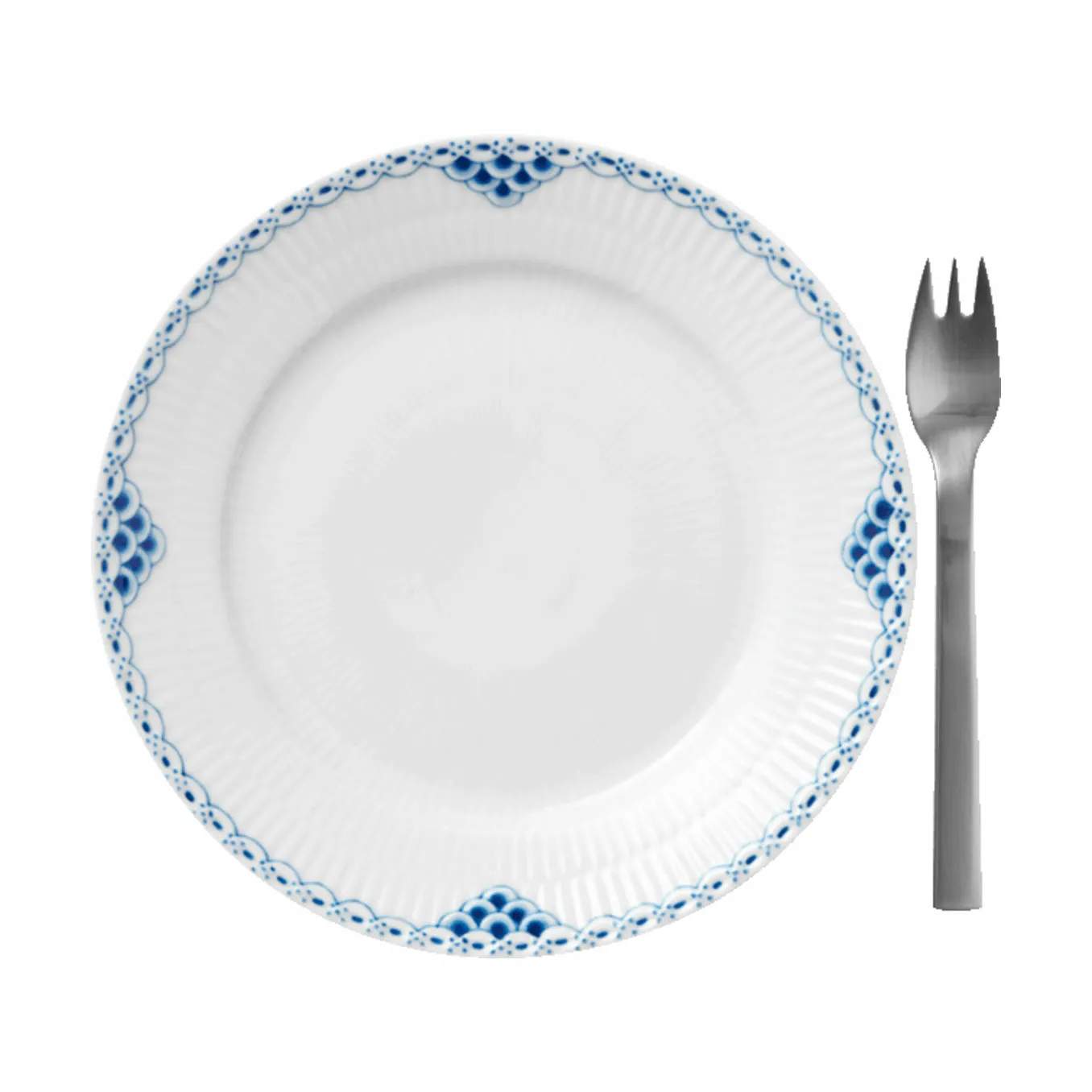 Royal Copenhagen Kagetallerkener Prinsesse Kagetallerken i Koboltblå/hvid, 19 cm, 4