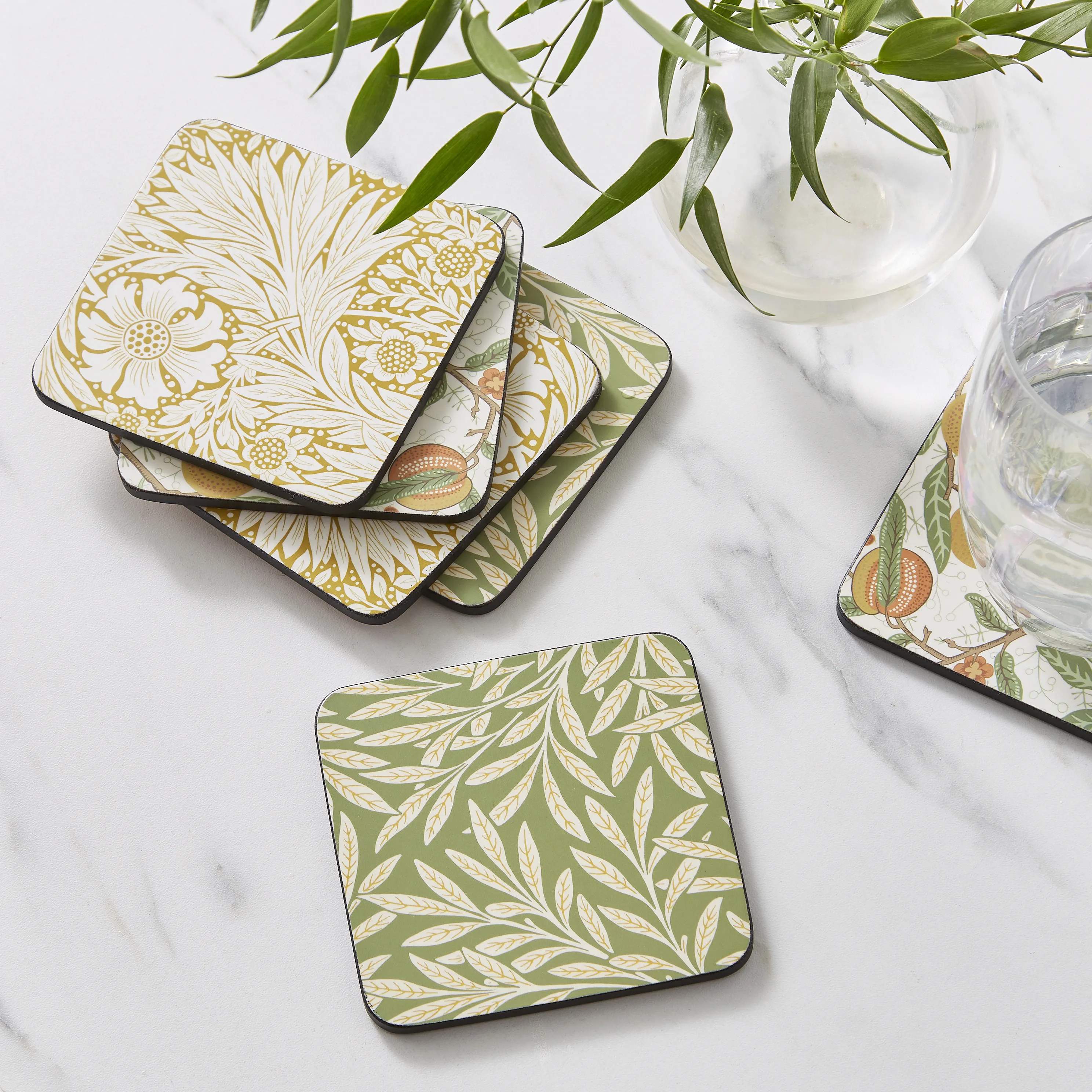 Pimpernel Glasbrikker og coasters Morris & Co Glasbrikker - 6 stk. i Multifarvet/creme, 2