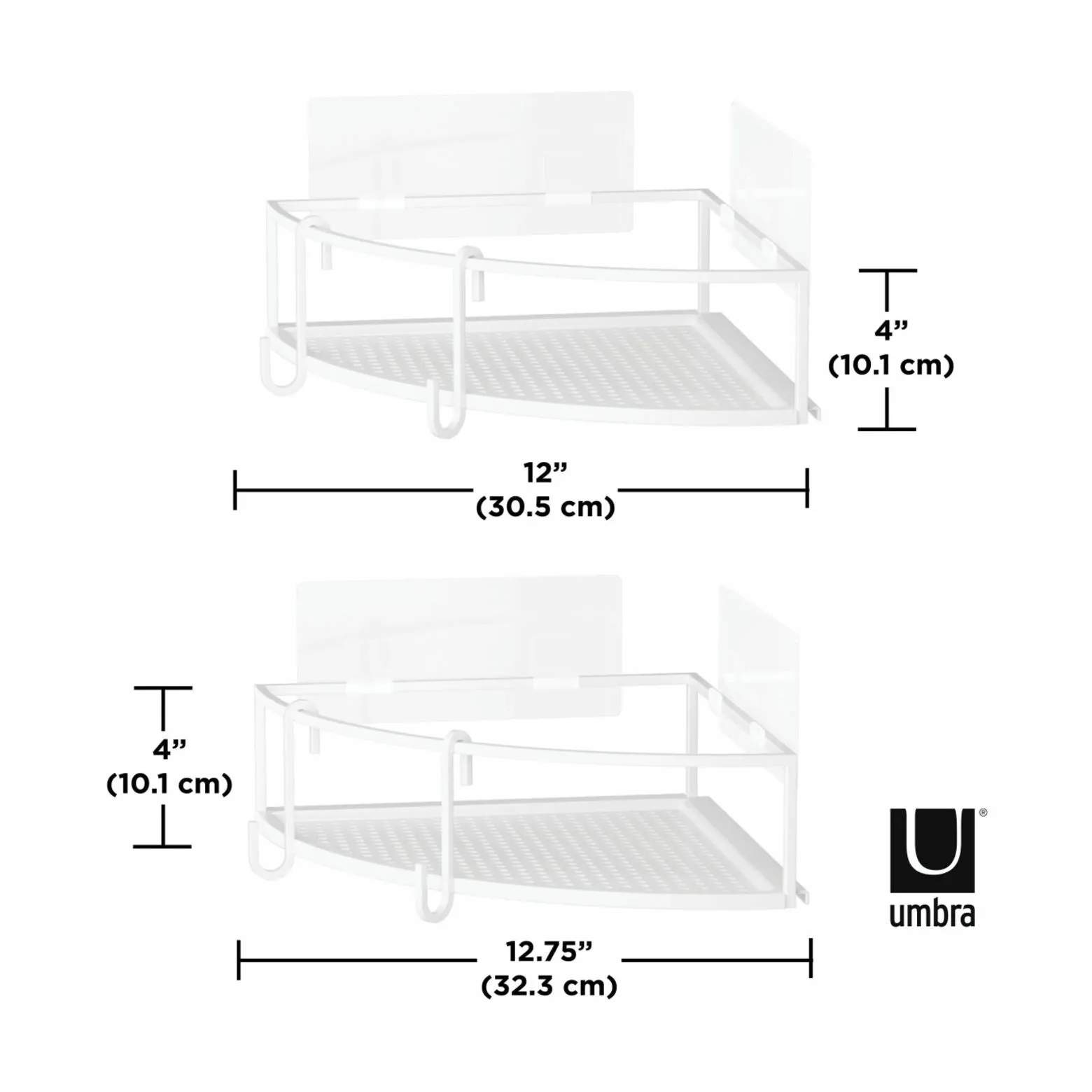 Umbra Hylder Cubiko Hjørne Brusehylde - 2 stk. i Hvid, 4