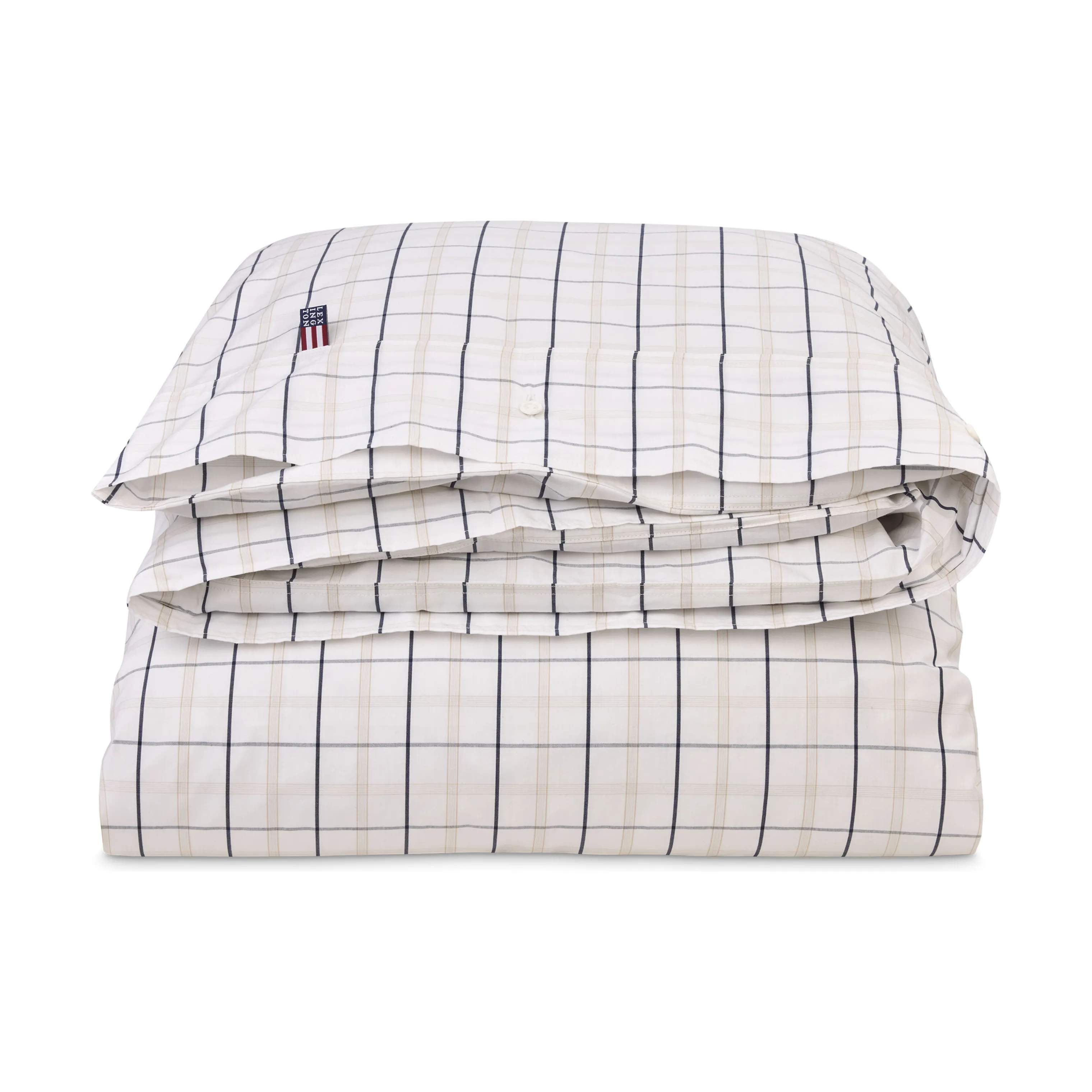Icons Checked Dynebetræk, white/beige/navy, large