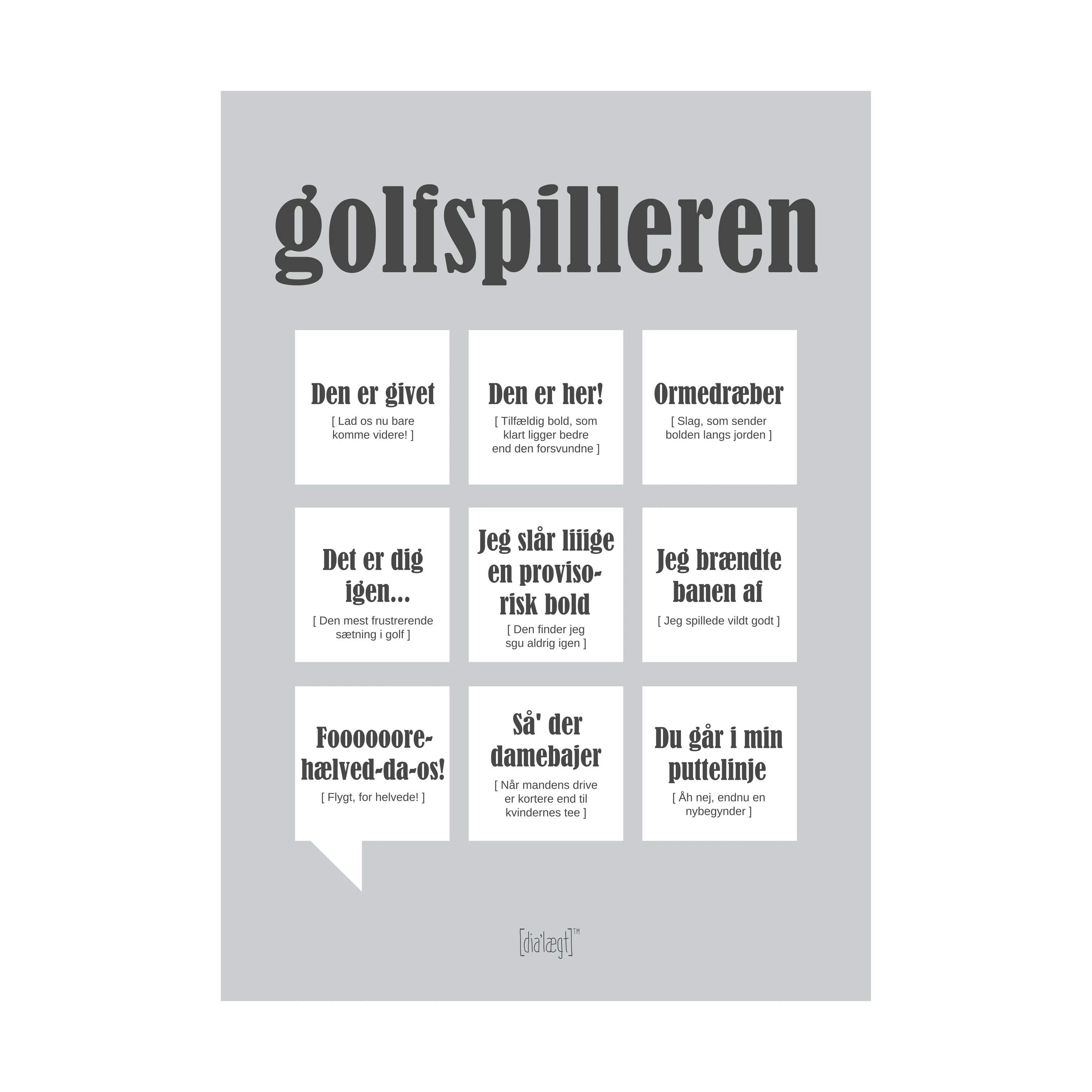 Plakat - Golfspilleren, grå/hvid, large