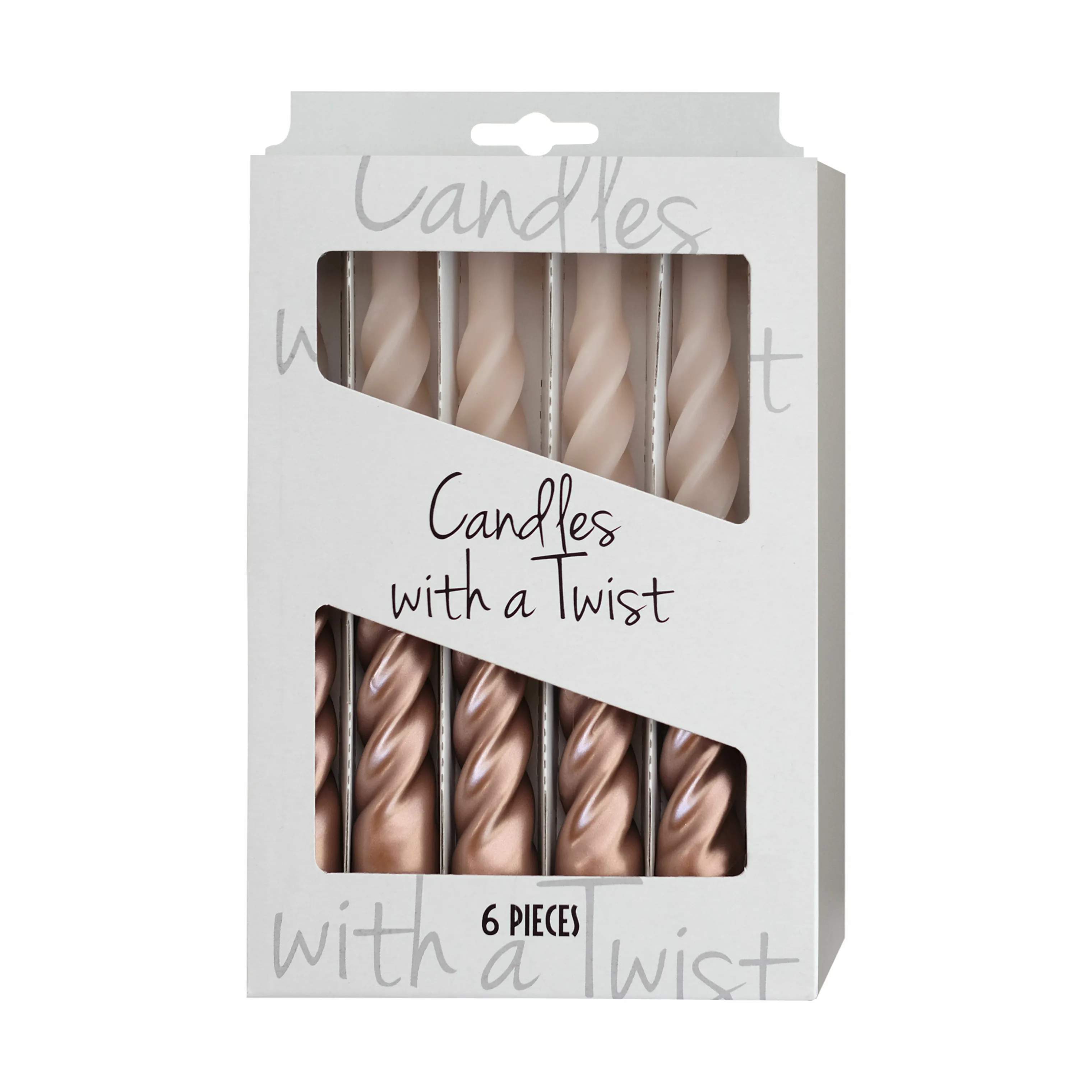 Candles with a twist Kronelys Lys - 6 stk. i Rose/Roseguld, 21 cm, 3