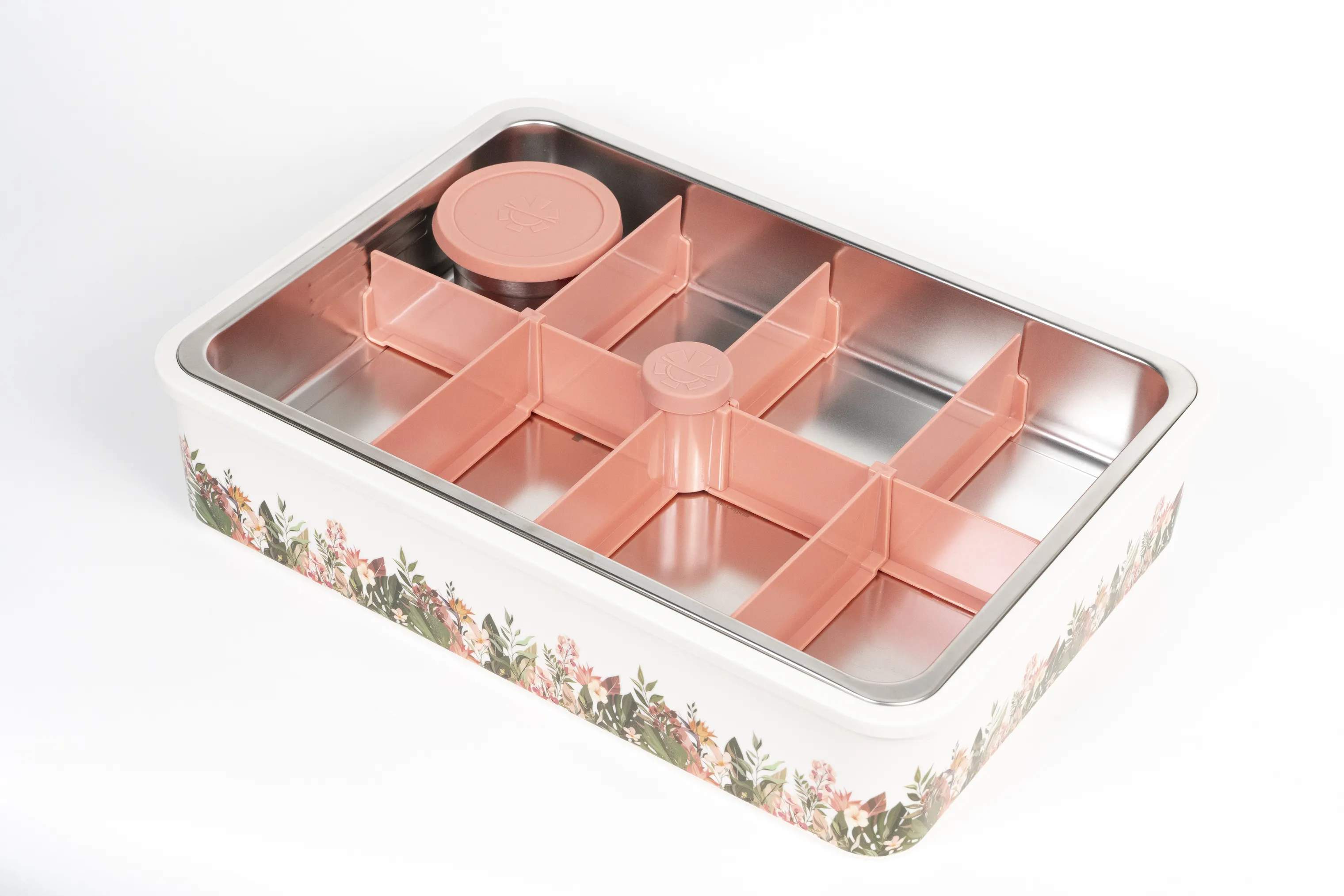 Platterbox Opbevaringsbokse Snack Box Tilbehørssæt - 21 dele i Hvid/Blomster, 8