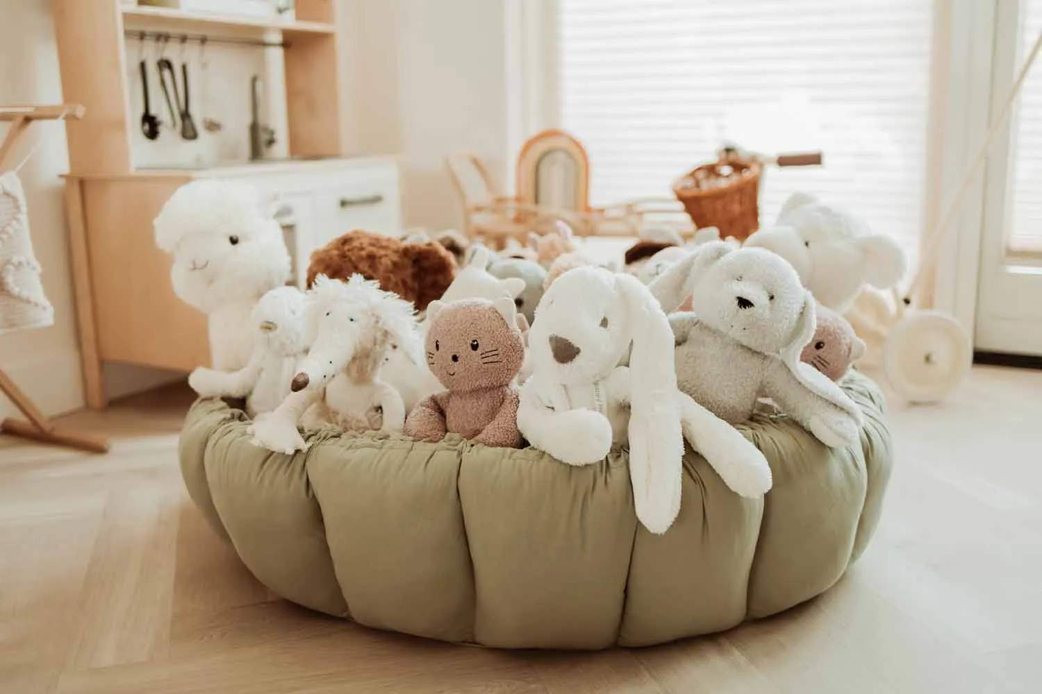 Play&Go Til børneværelset Bloom Babynest Legemåtte i Grøn, 5