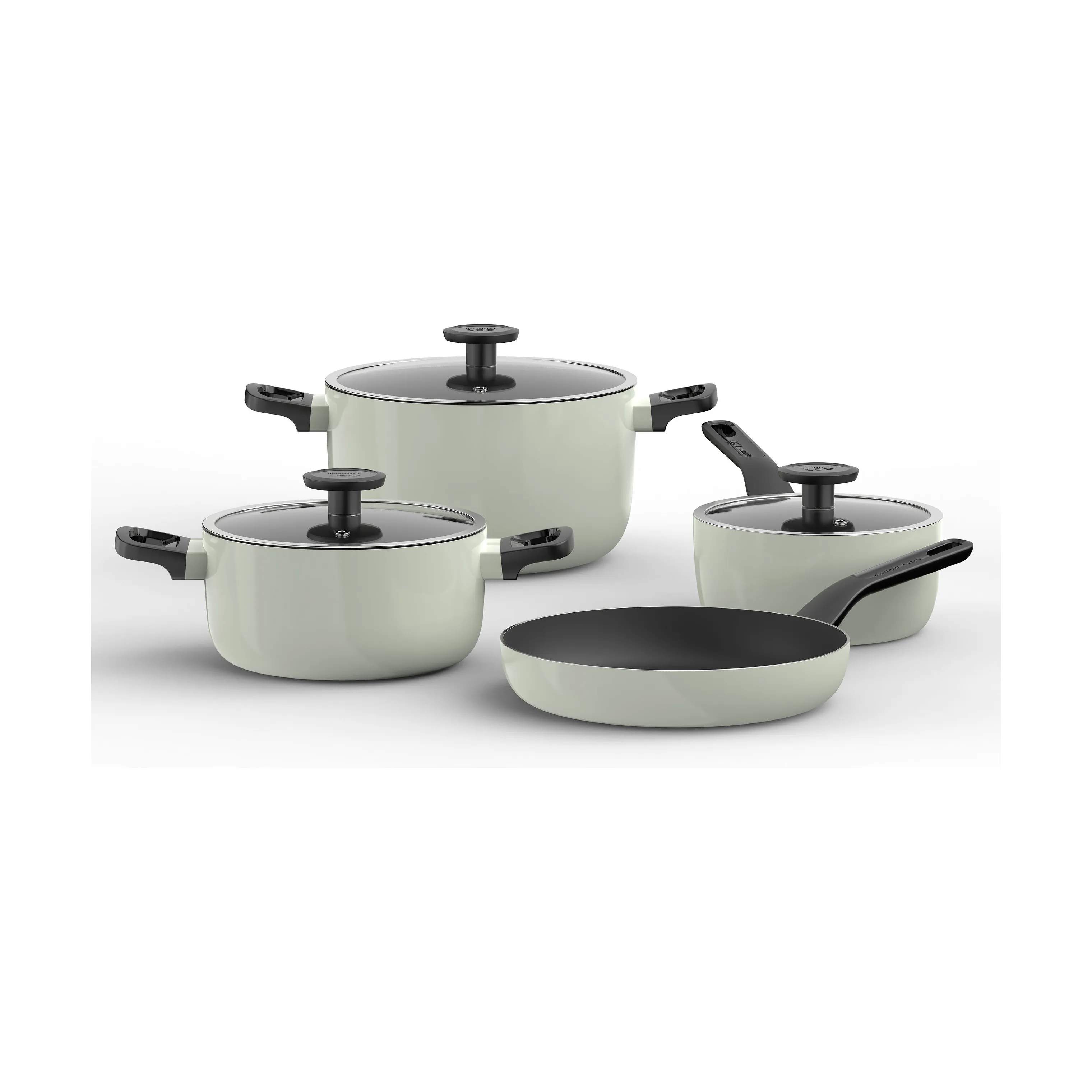 Grydesæt m. låg - 7 dele, sage, large