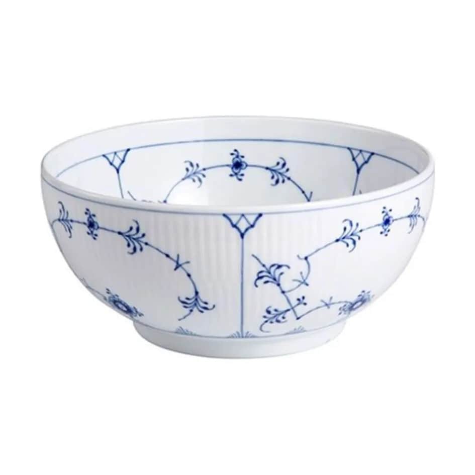 Royal Copenhagen Skåle Musselmalet Riflet Skål i Koboltblå/hvid, 13 cm, 1