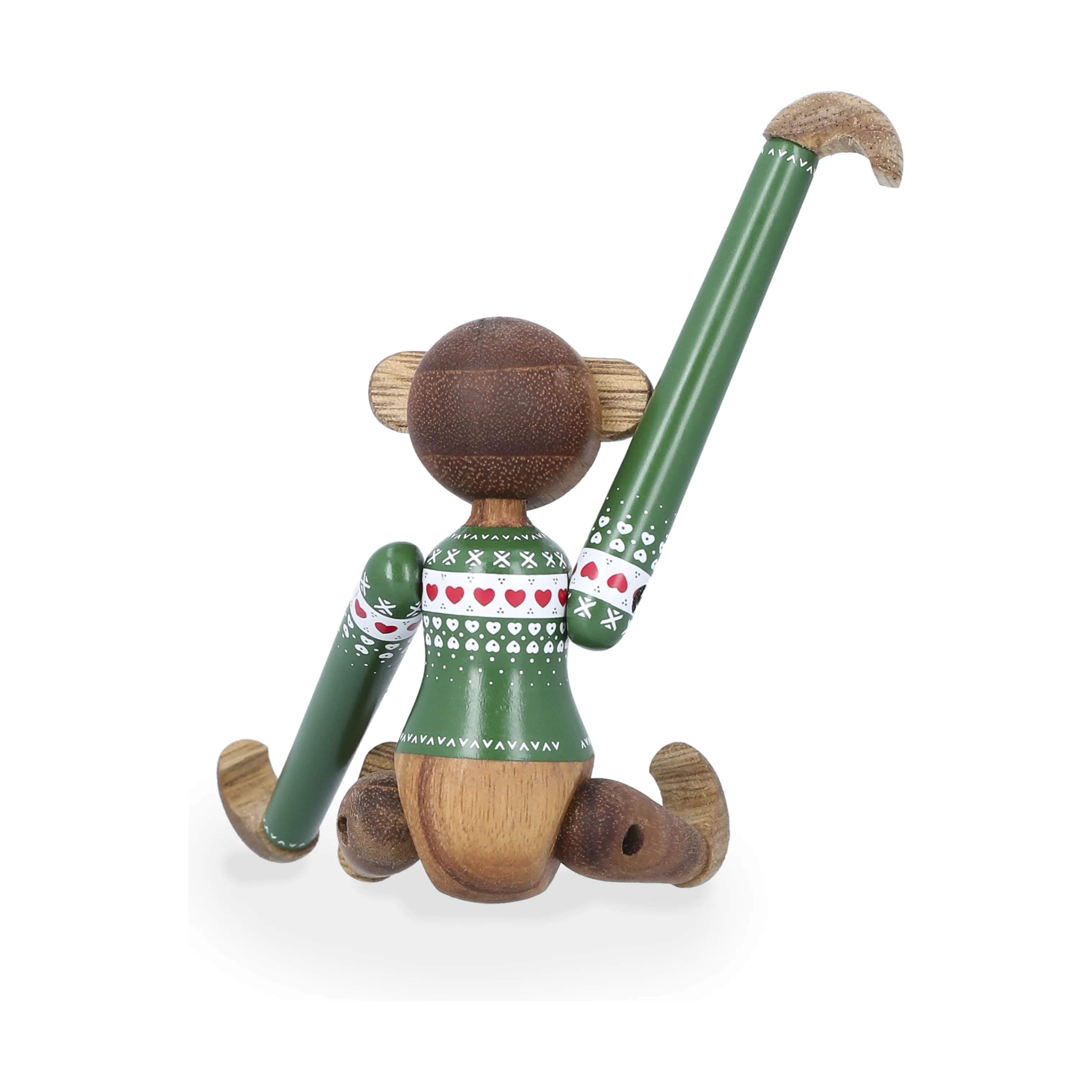 Kay Bojesen Julefigurer Monkey Abe m. julesweater - Mini i Grøn, 9,5 cm, 4
