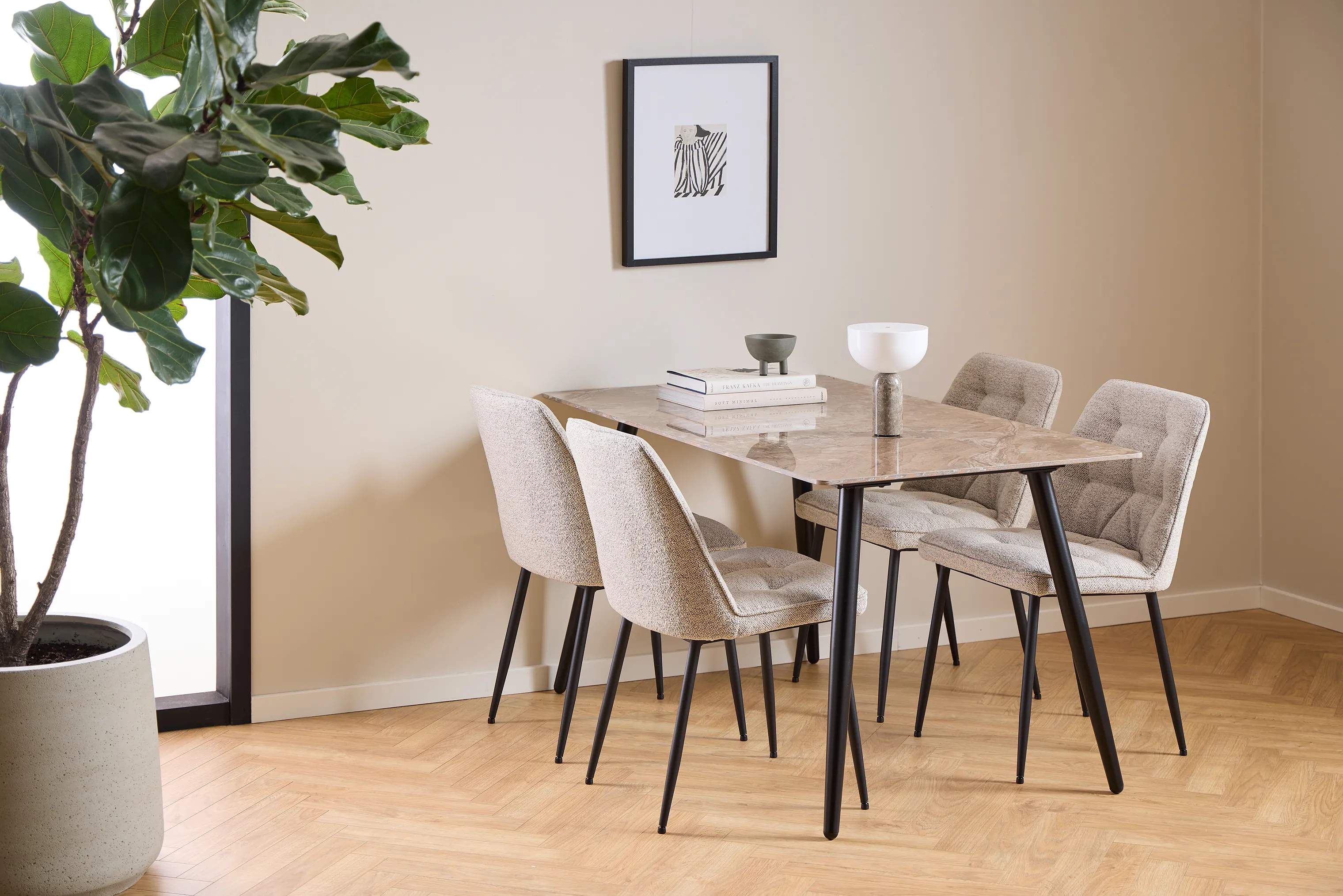 CASA Living Spiseborde Wicklow Spisebord i Brun Aberta/mat sort, 3