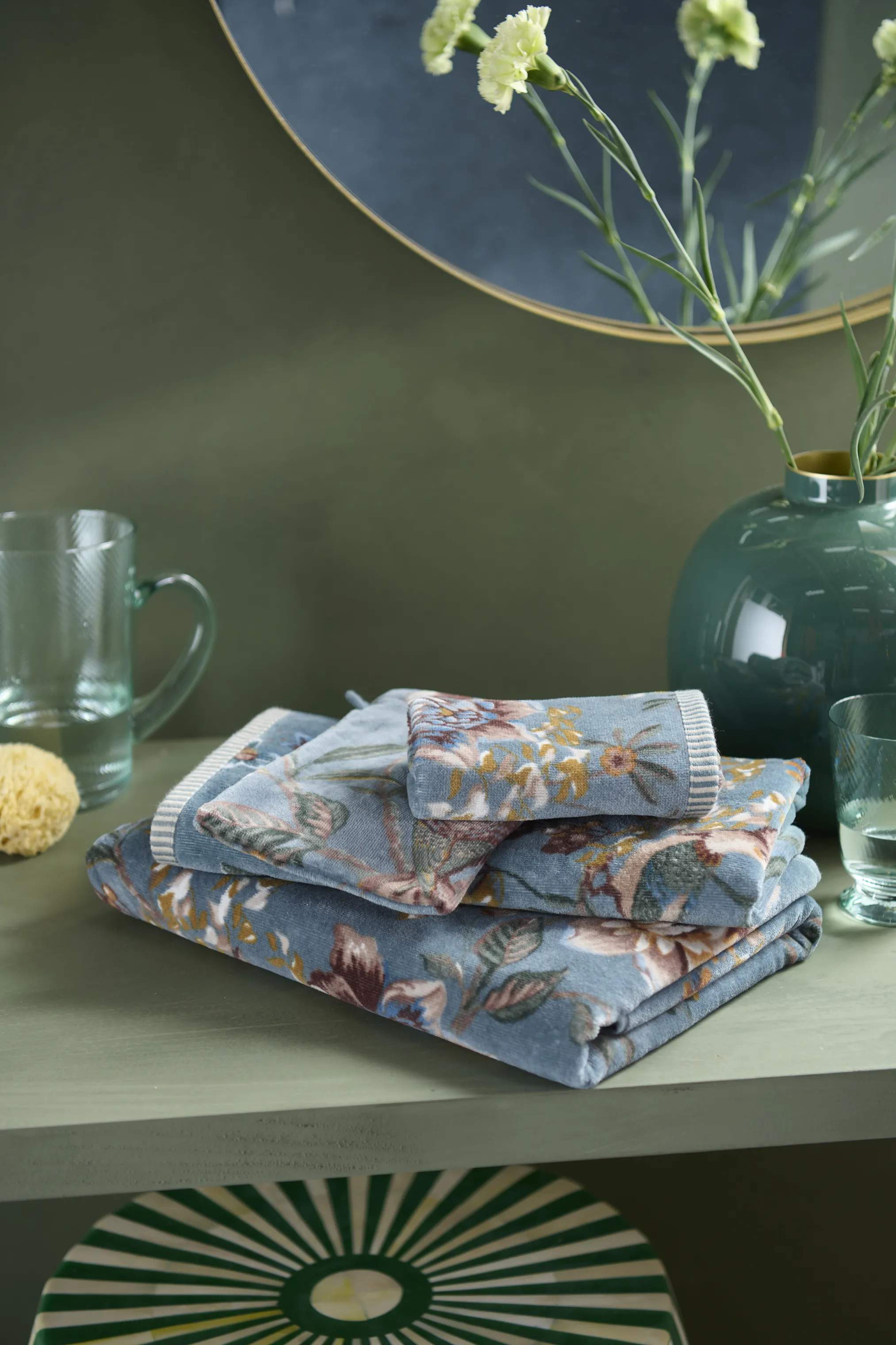 PIP Studio Håndklæder Secret Garden Håndklæde i Blue , B30 x L50 cm, 3