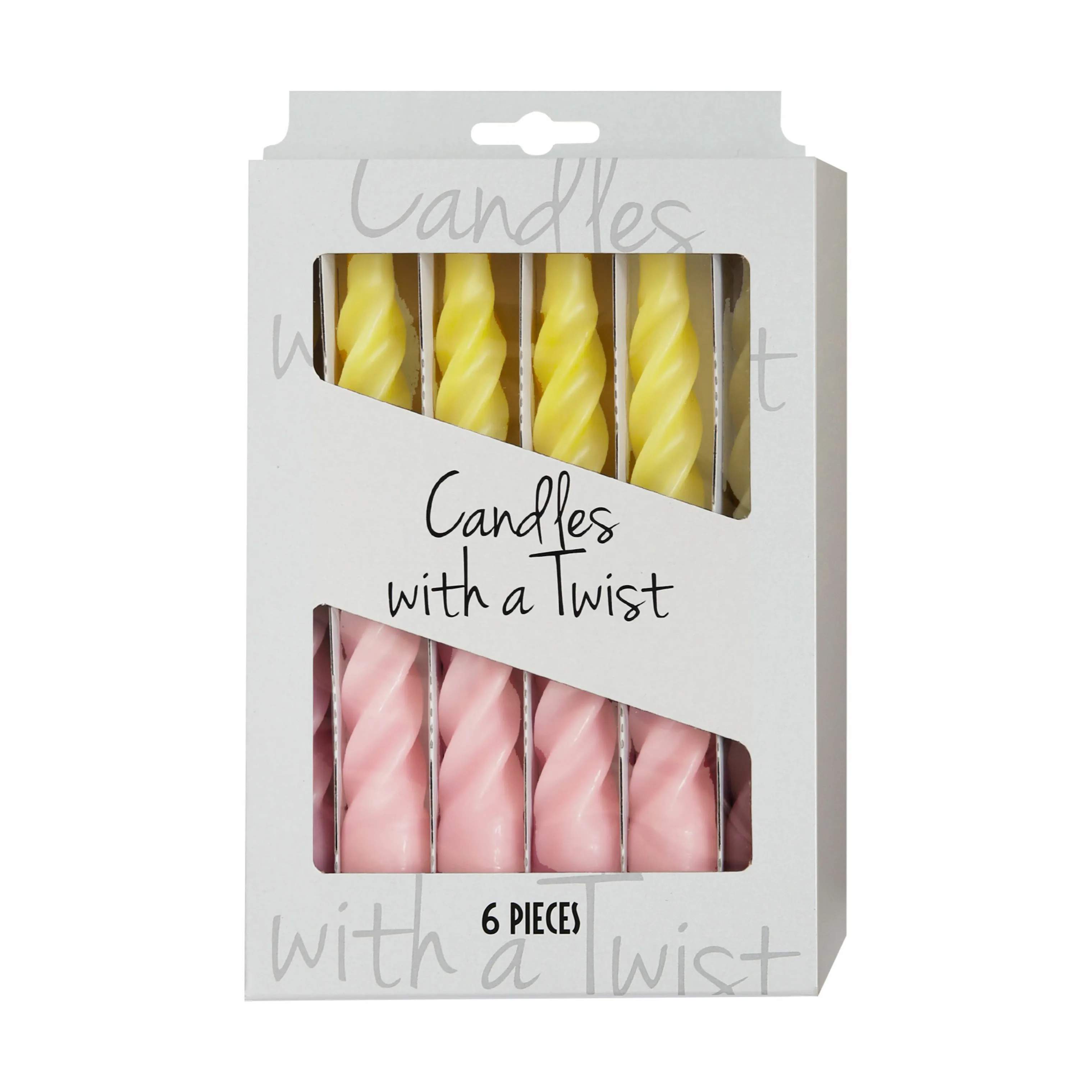 Candles with a twist Kronelys Lys - 6 stk. i Gul/hvid/lyserød, 4