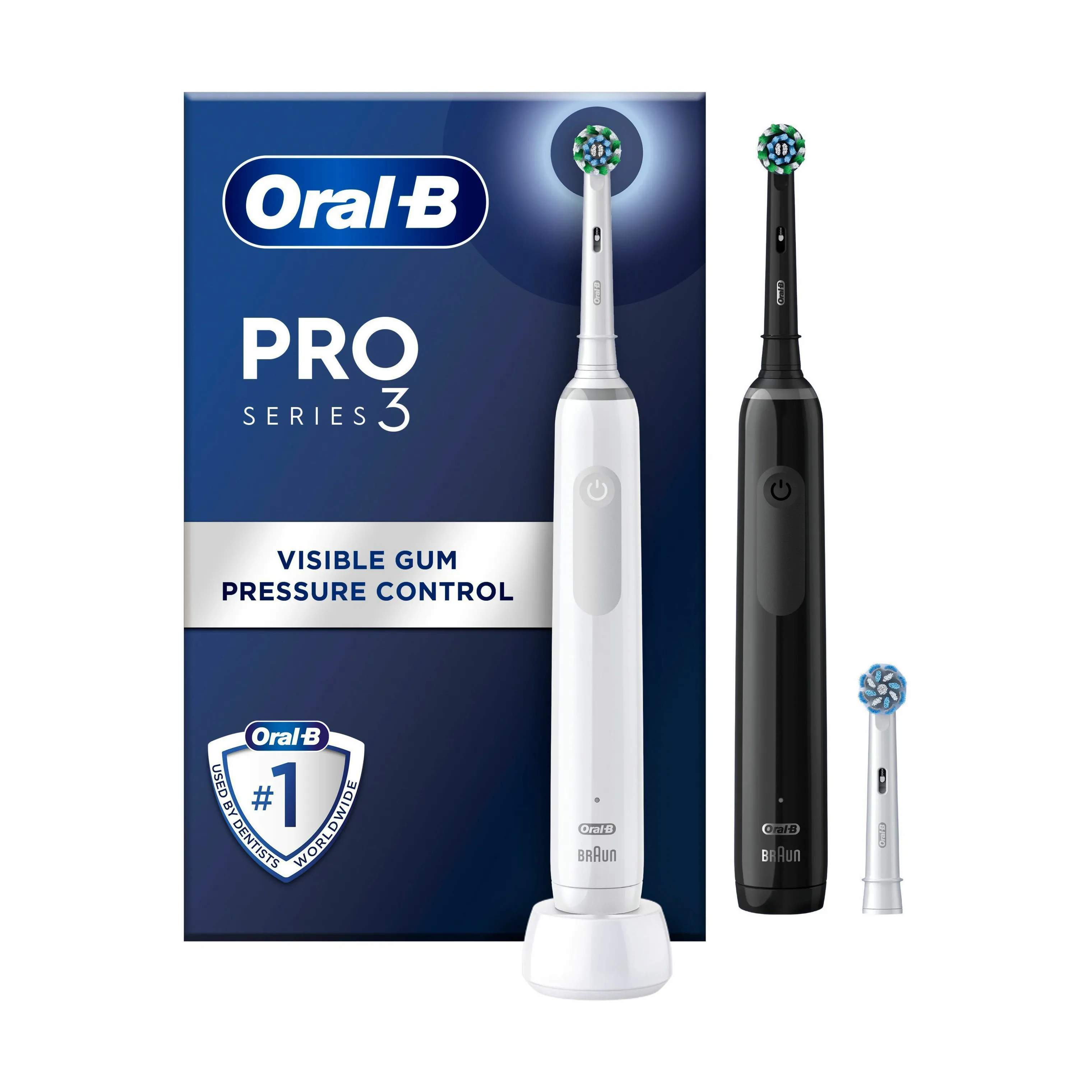 Oral-B Pro Serie 3 Elektrisk Tandbørste - 2 stk., black/white, large