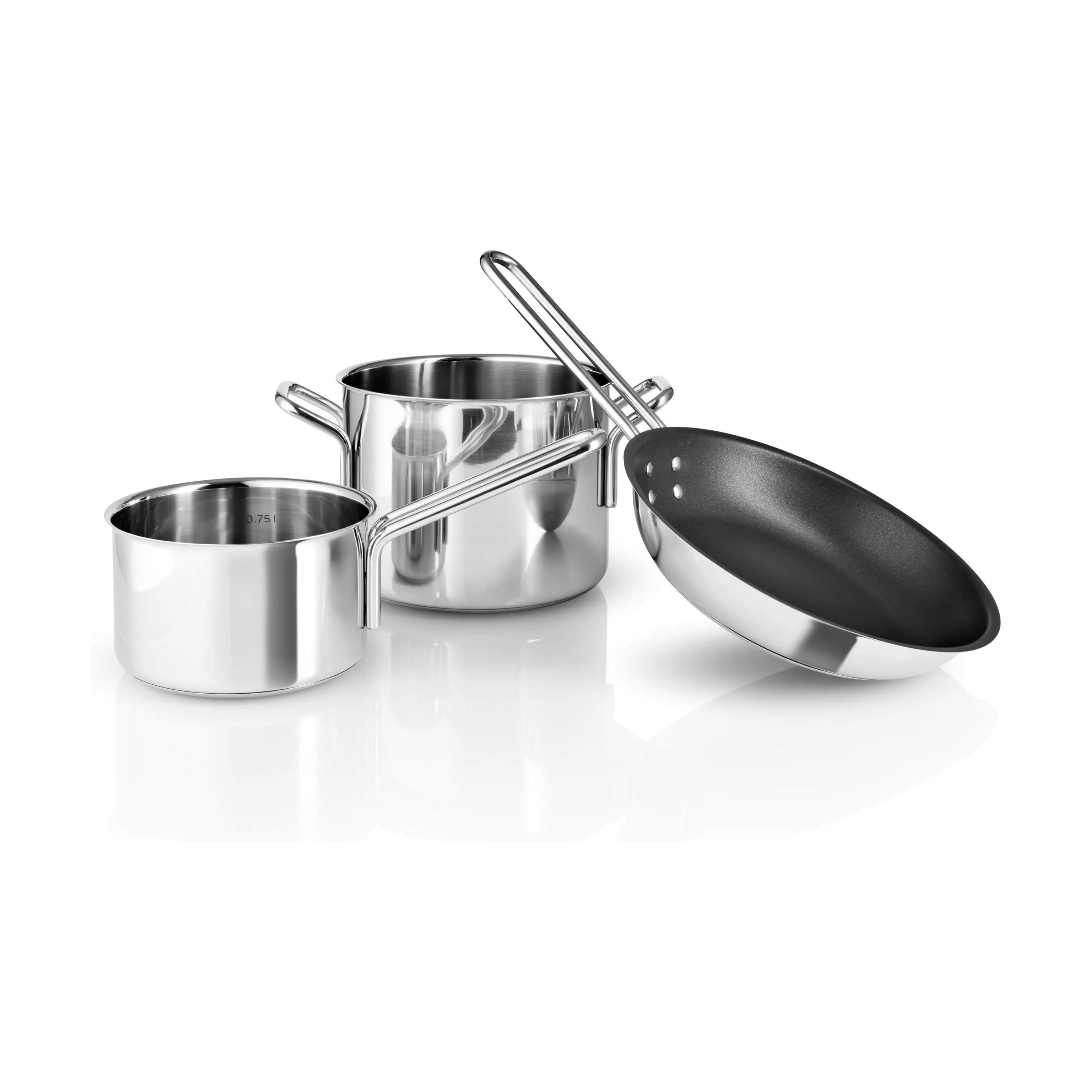 Eva Trio Grydesæt Stainless Steel Rec. Stainless Steel Grydesæt - 3 dele i Polished steel, 1
