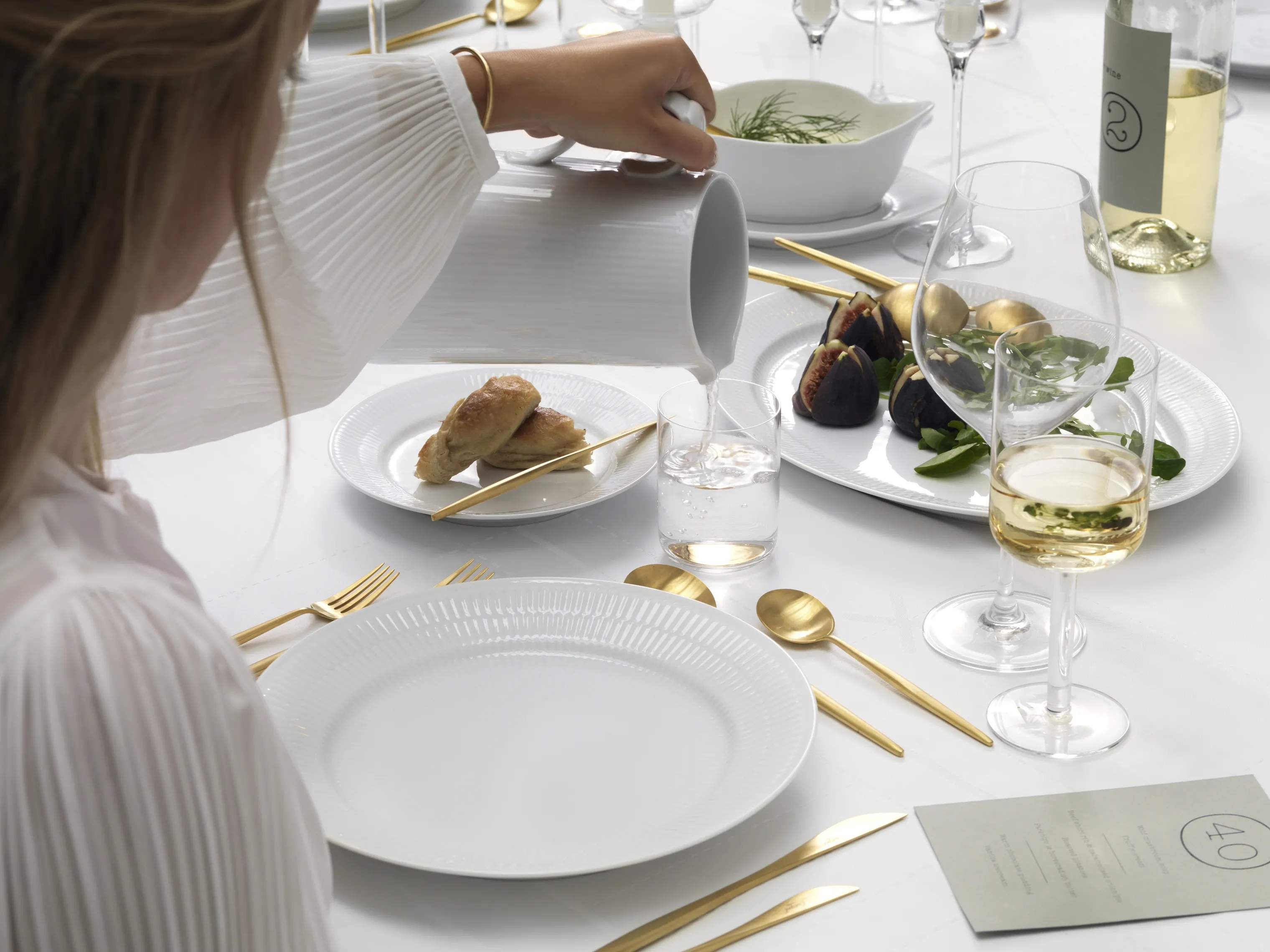 Royal Copenhagen Frokosttallerkener Hvid Riflet Tallerken i Hvid, 5