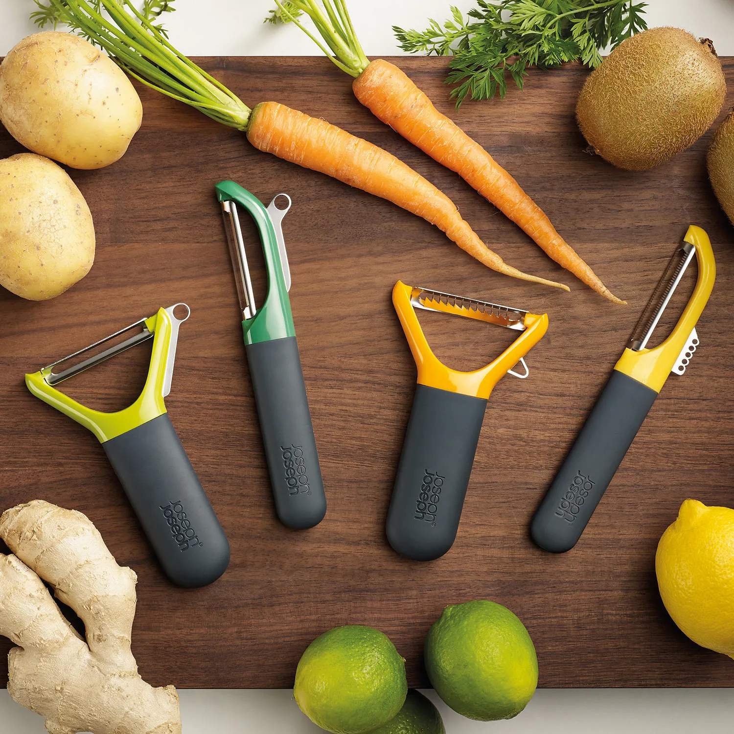 Joseph Joseph Grøntsags- og kartoffelskrællere Cookshop Multi-Peel Skrællekniv i Green, 23 cm, 3