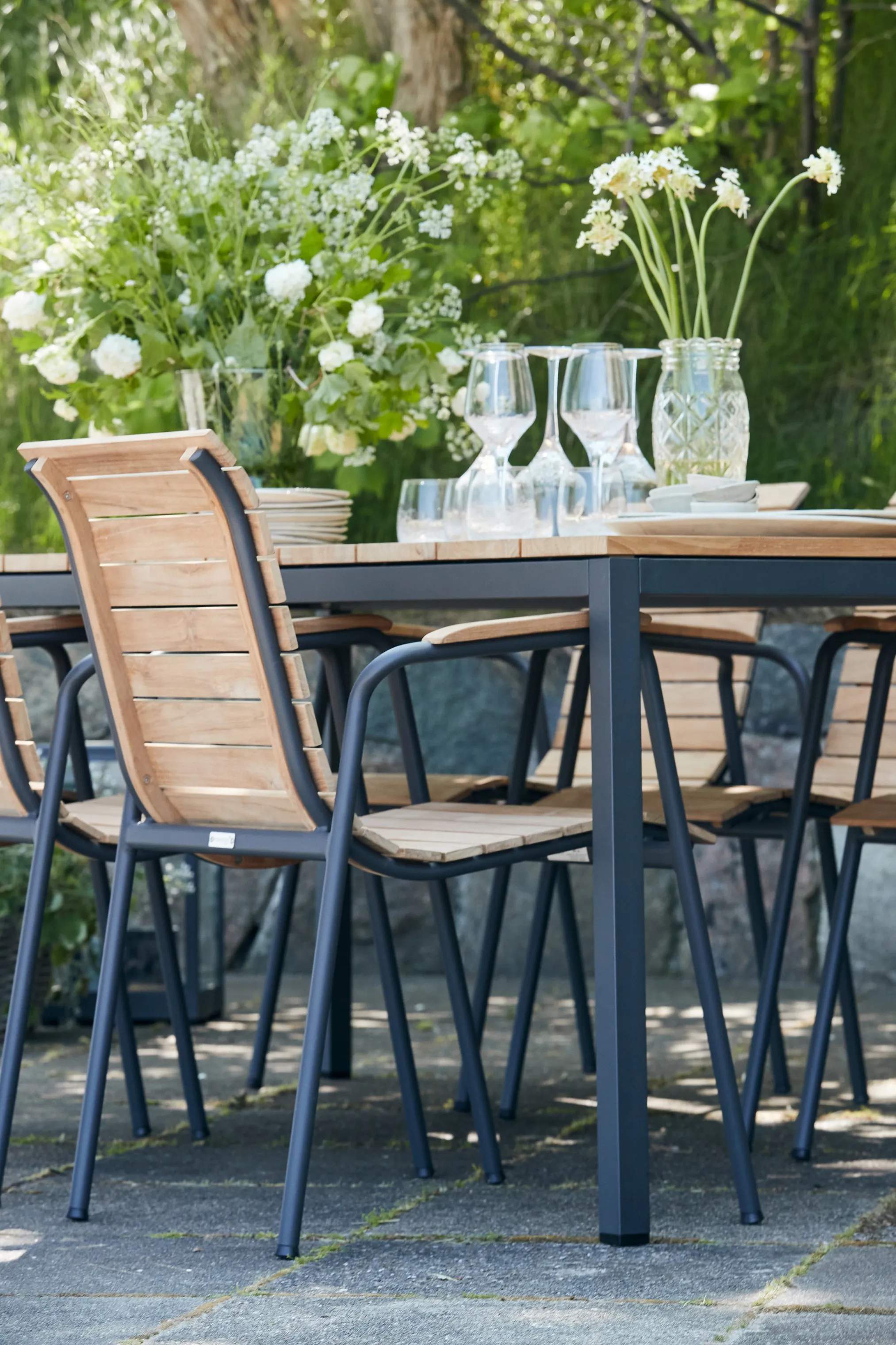 Mandalay Havemøbelsæt Toscana & Bellevue Havemøbelsæt - 7 dele i Antracit/Teak, 1 bord (L 197 cm)og 4 stole, 3