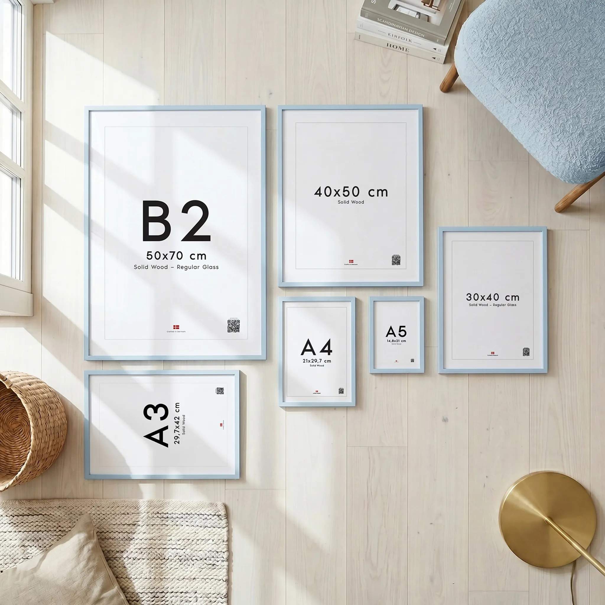 Poster&Frame Billedrammer Billedramme i Lyseblå, B21 x L29,7 cm, 3