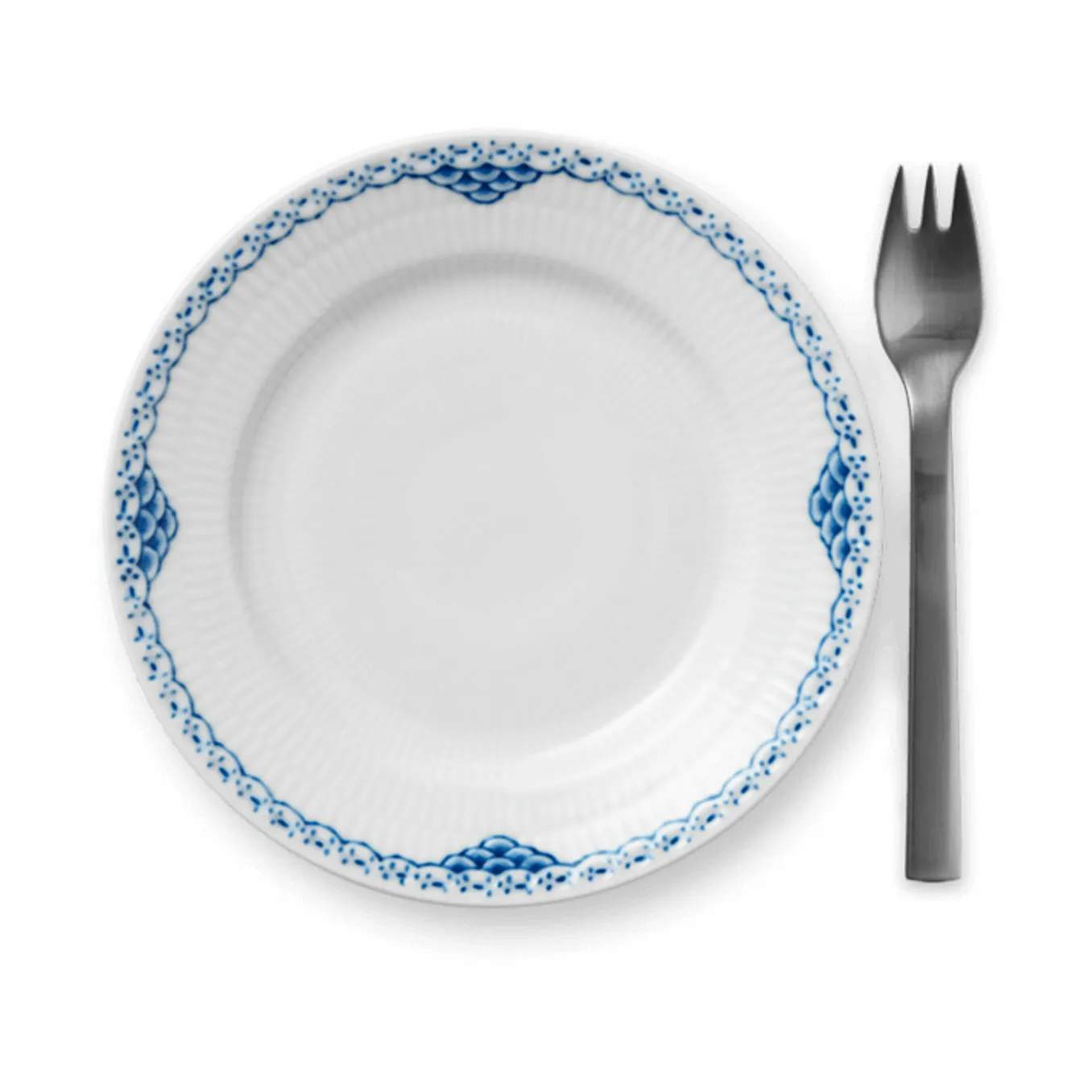 Royal Copenhagen Kagetallerkener Prinsesse Kagetallerken i Koboltblå/hvid, 17 cm, 3