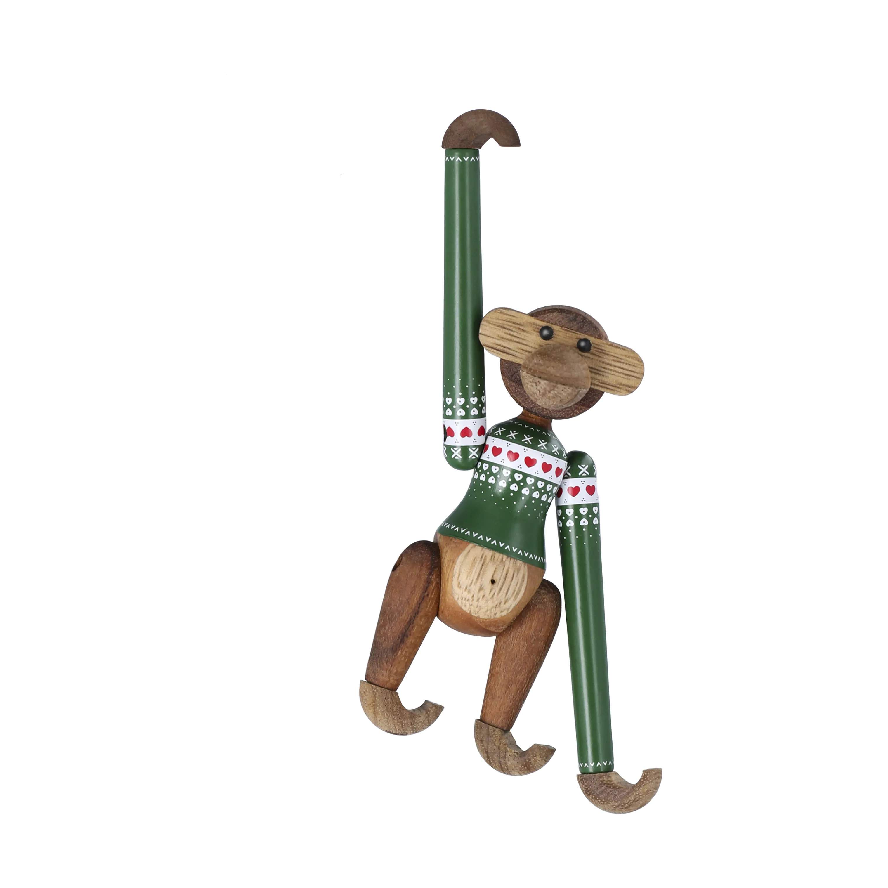 Kay Bojesen Julefigurer Monkey Abe m. julesweater - Mini i Grøn, 9,5 cm, 3