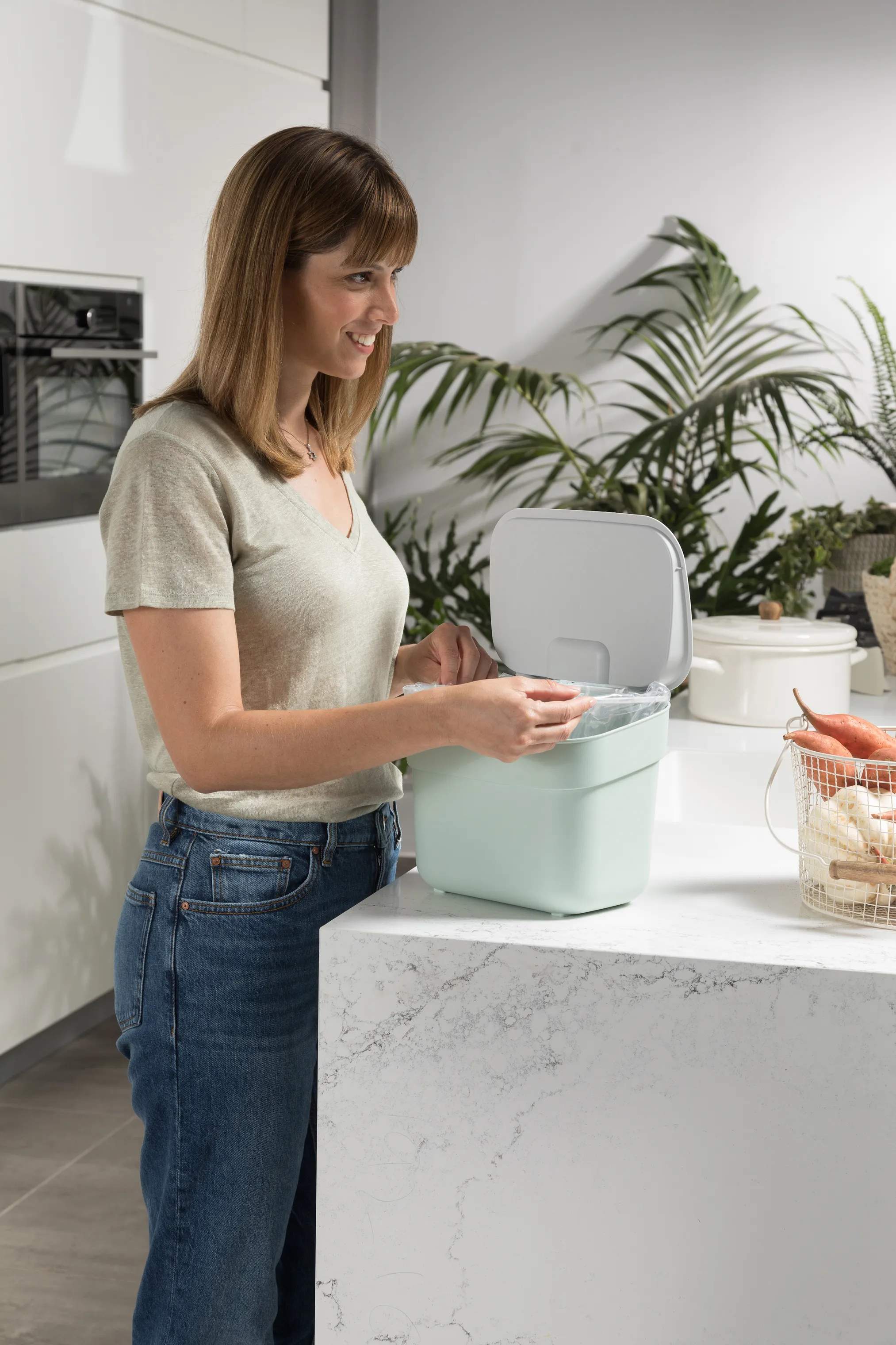 Curver Spande uden pedal Ready To Collect Affaldsspand i GREEN/LIGHT GREY, 5 L, 3
