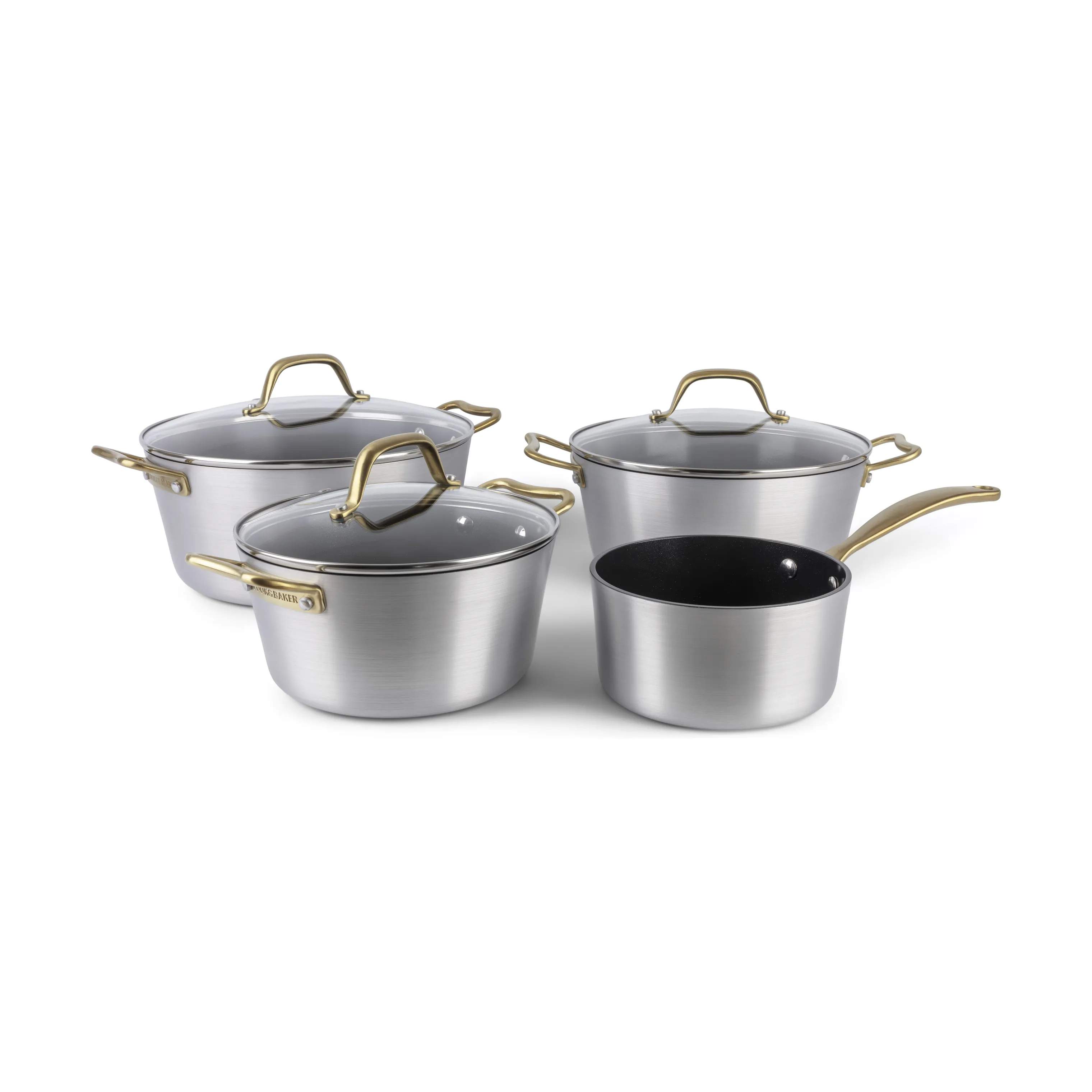 Cook & Baker Grydesæt Premium Grydesæt - 7 dele i sølvfarvet, 1