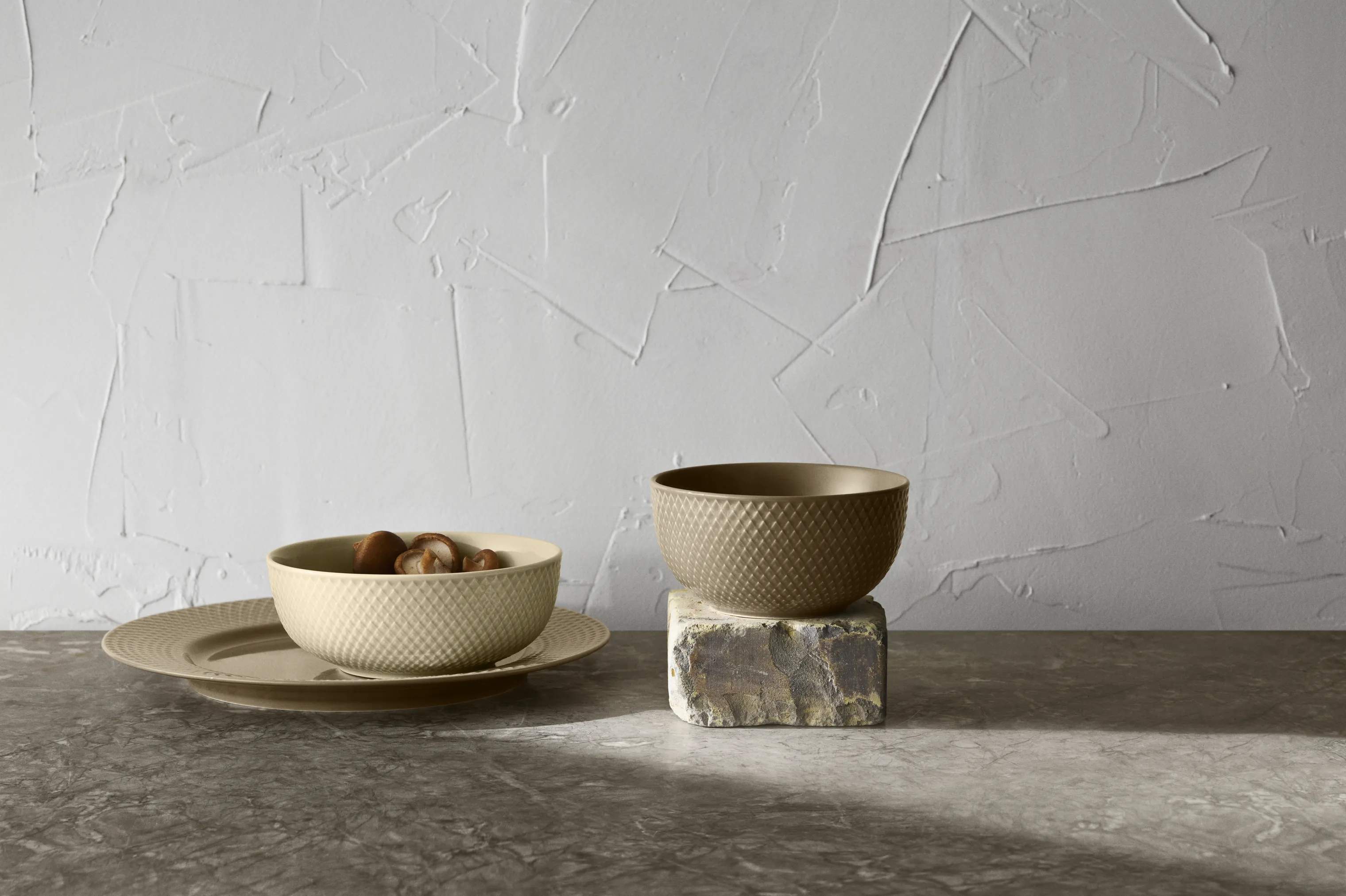 Lyngby Porcelæn Skåle Rhombe Earth Skål i Marble, 2