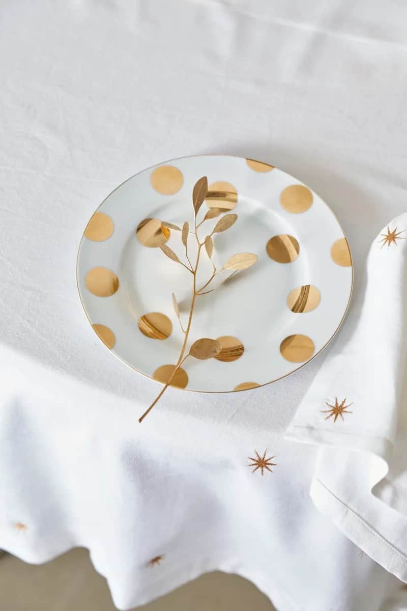 PIP Studio Middagstallerkener Dot Delight Tallerken - 2 stk. i Hvid / Guld, 23 cm, 3