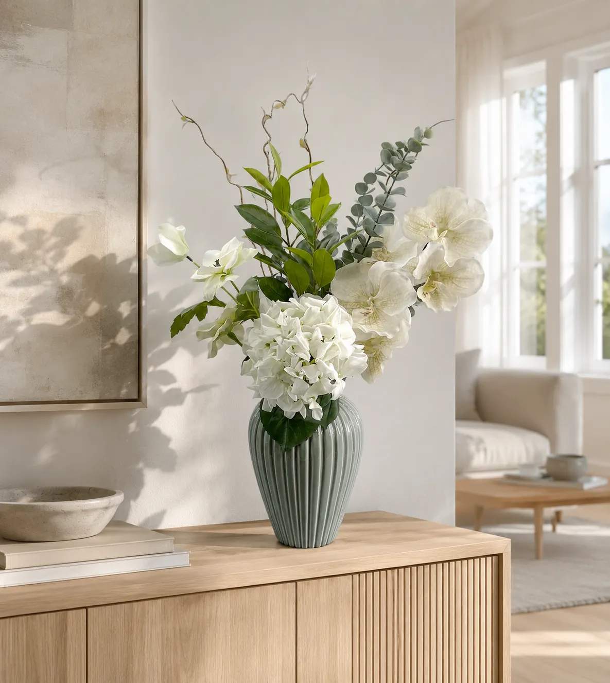 everbloom Kunstige blomster Kunstig Real Touch Blomsterbuket i Hvid, 2