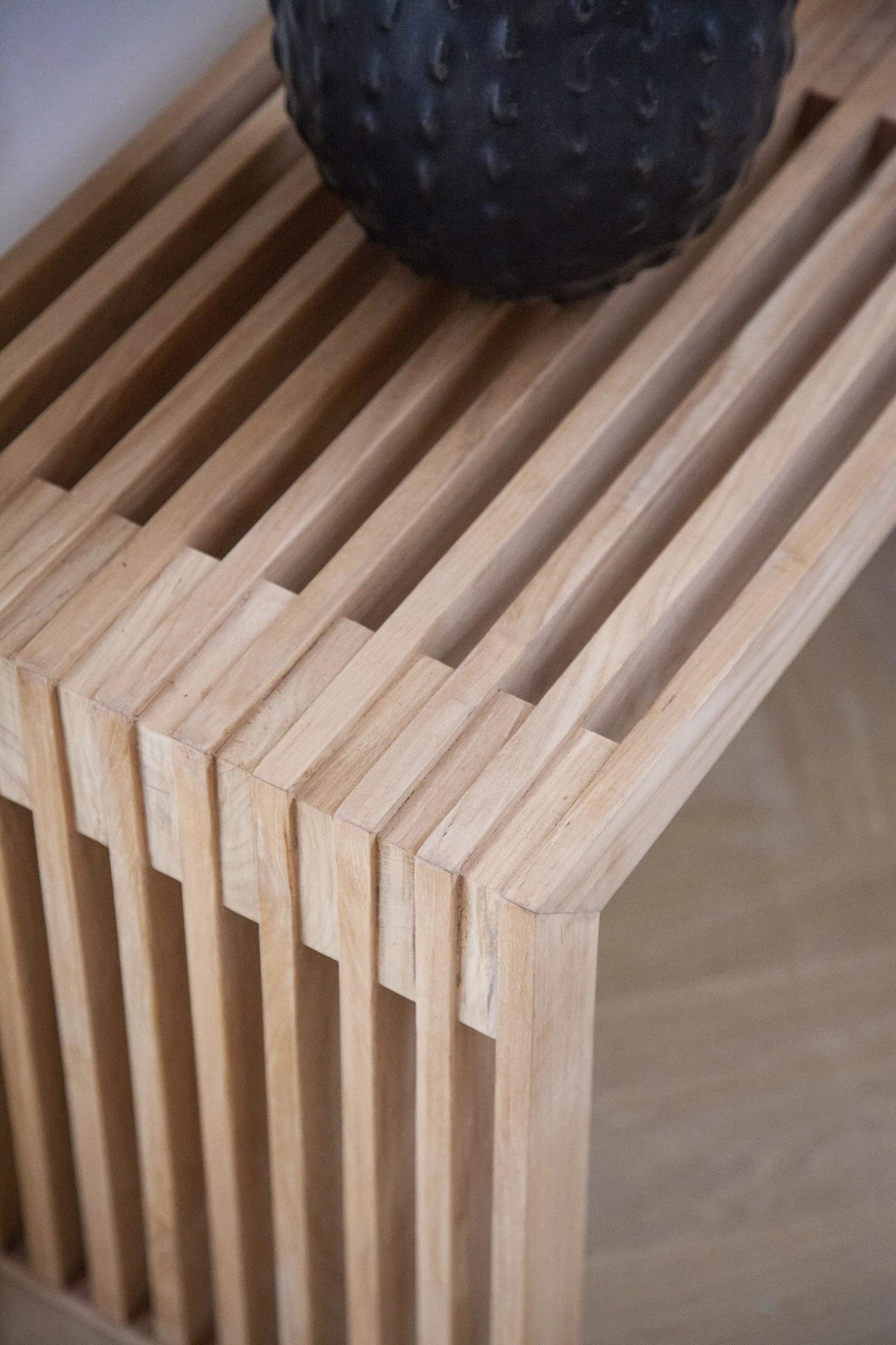 cinas Bænke Rib Bænk i Teak, 8