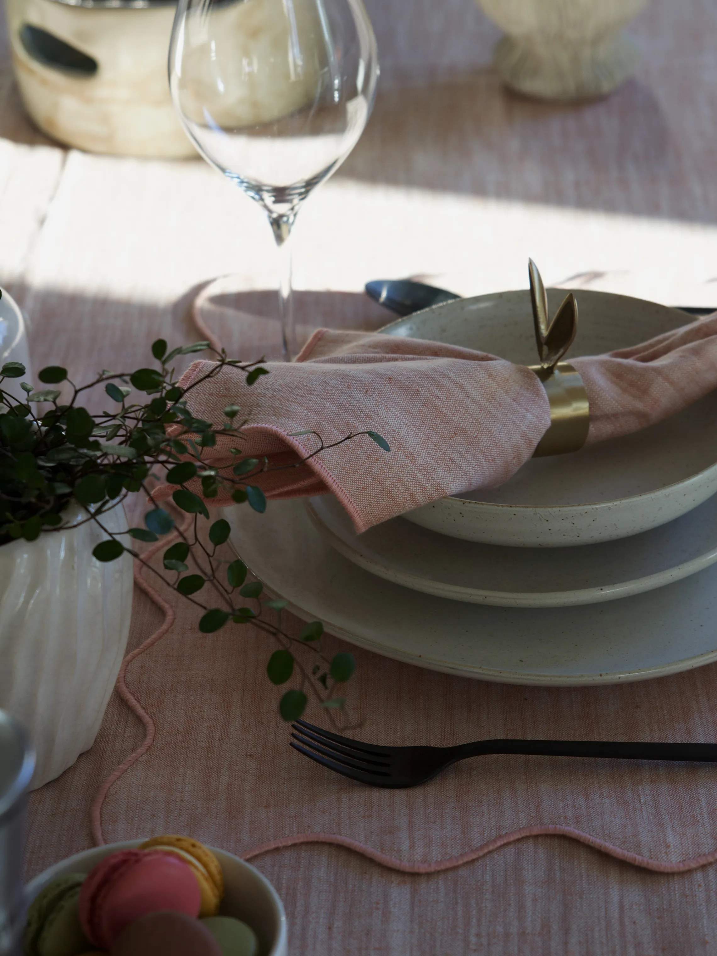 Svanefors Stofservietter Sabina Mundserviet i Rosa, 2