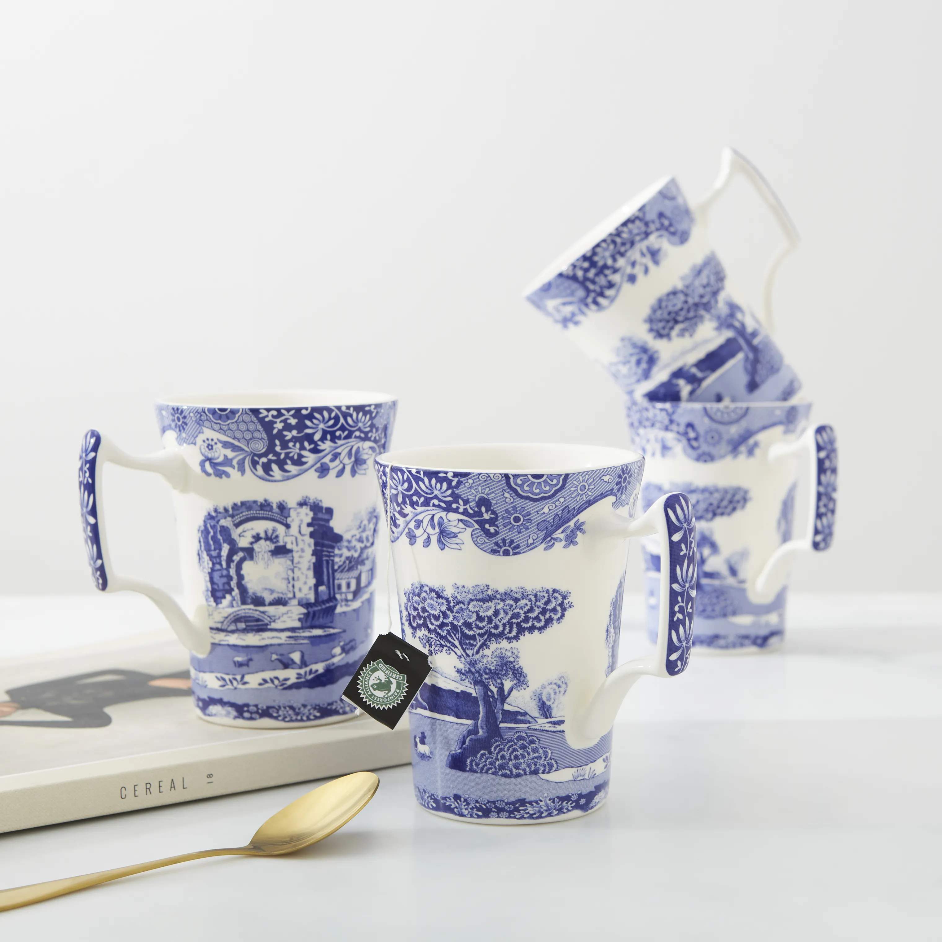 Spode Krus og kopper med hank Blue Italian Blue Italien Krus - 4 stk. i Blå/hvid, 3