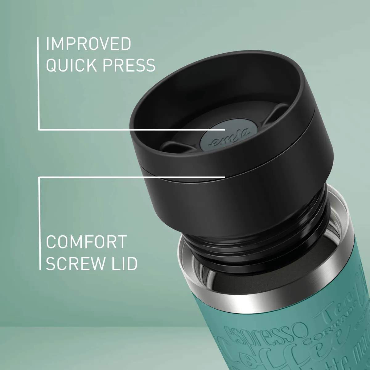 Emsa To go kopper To Go To-Go Classic Rejsekrus i Powder Green, 0.36 L, 2