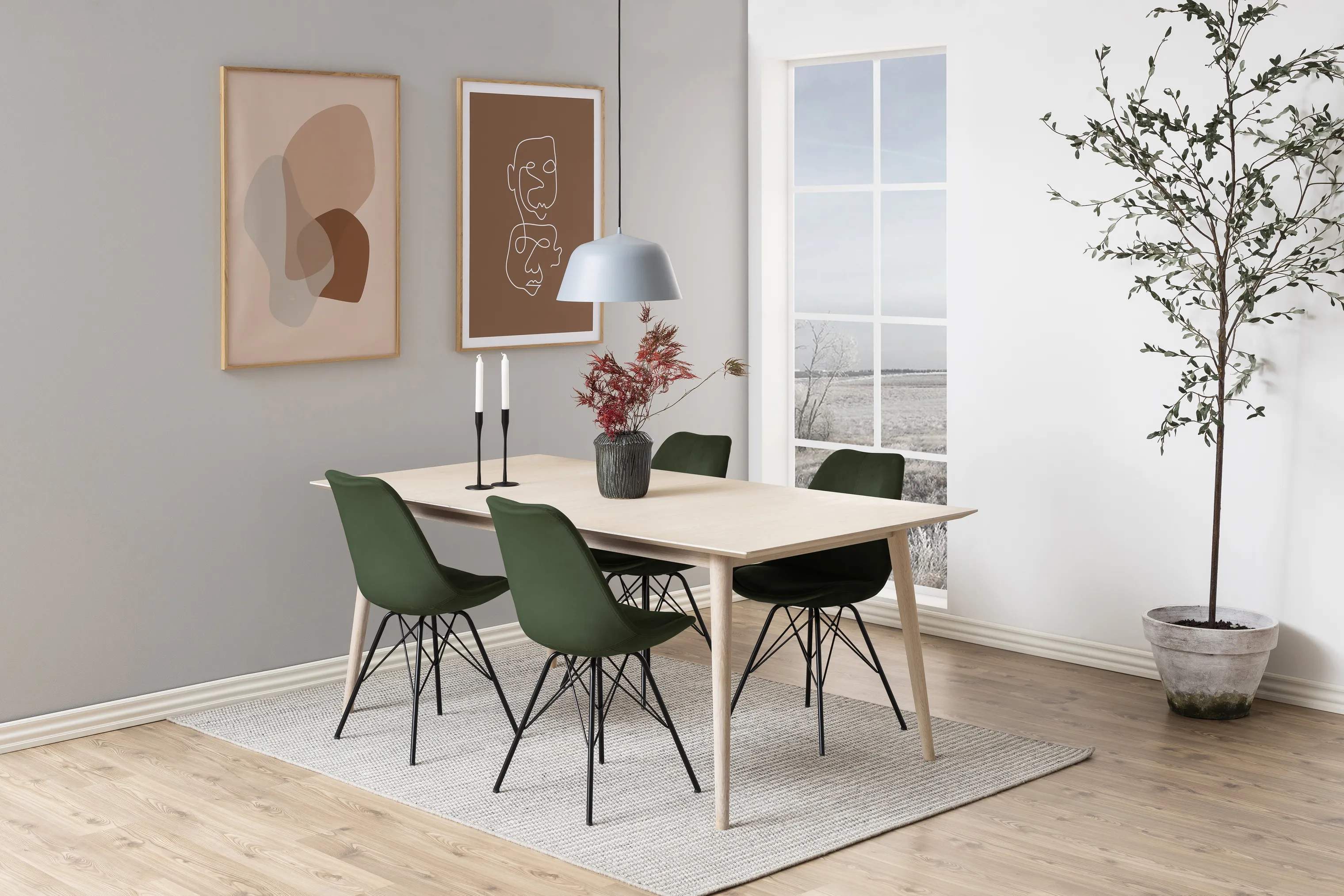 CASA Living Spisebordsstole Eris Spisebordsstol - 2 stk. i skovgrøn/sort, 2