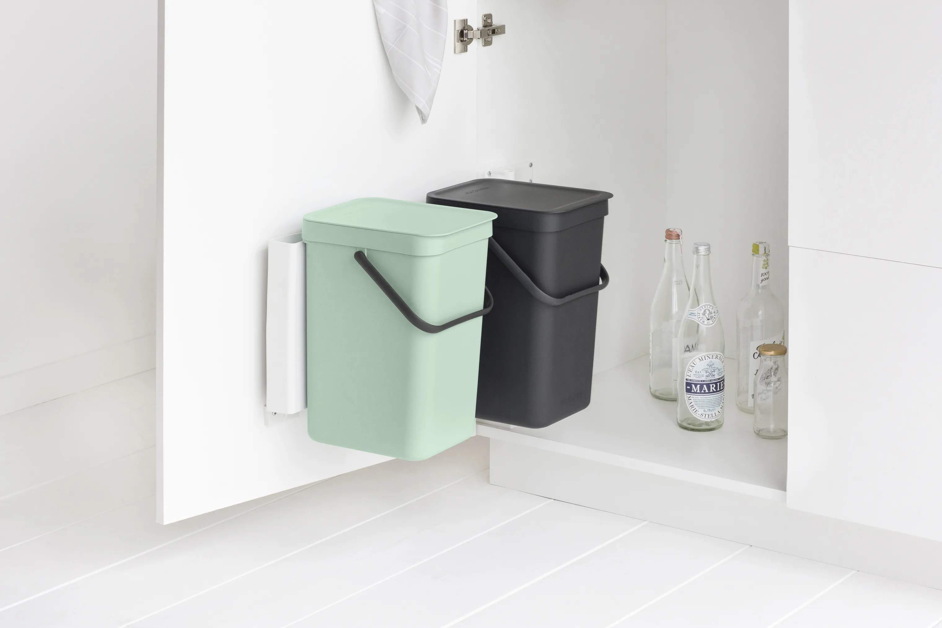Brabantia Spande uden pedal Sort & Go Affaldsspand - 2 stk. i Jade Green/Grey, 12 L, 2