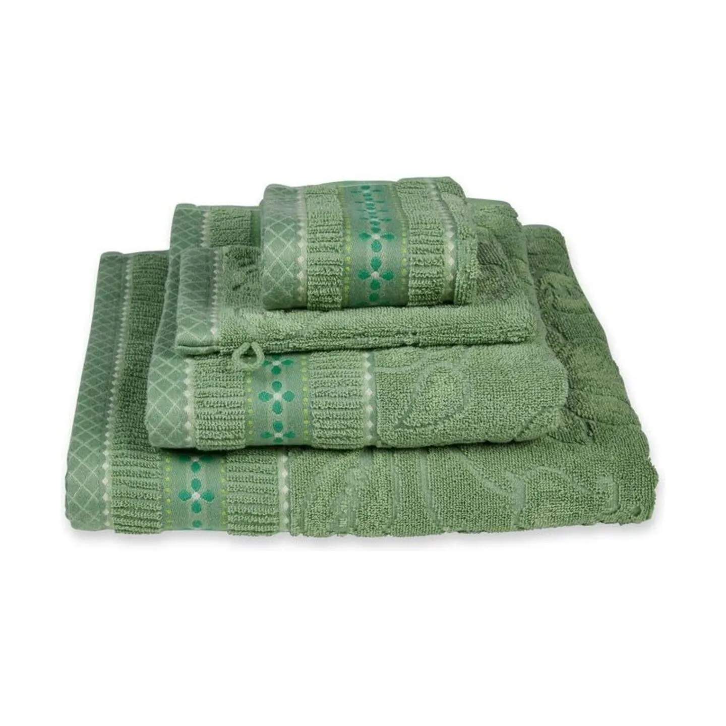 PIP Studio Håndklæder Jasmin Jacquard Håndklæde i Grøn, B55 x L100 cm, 3
