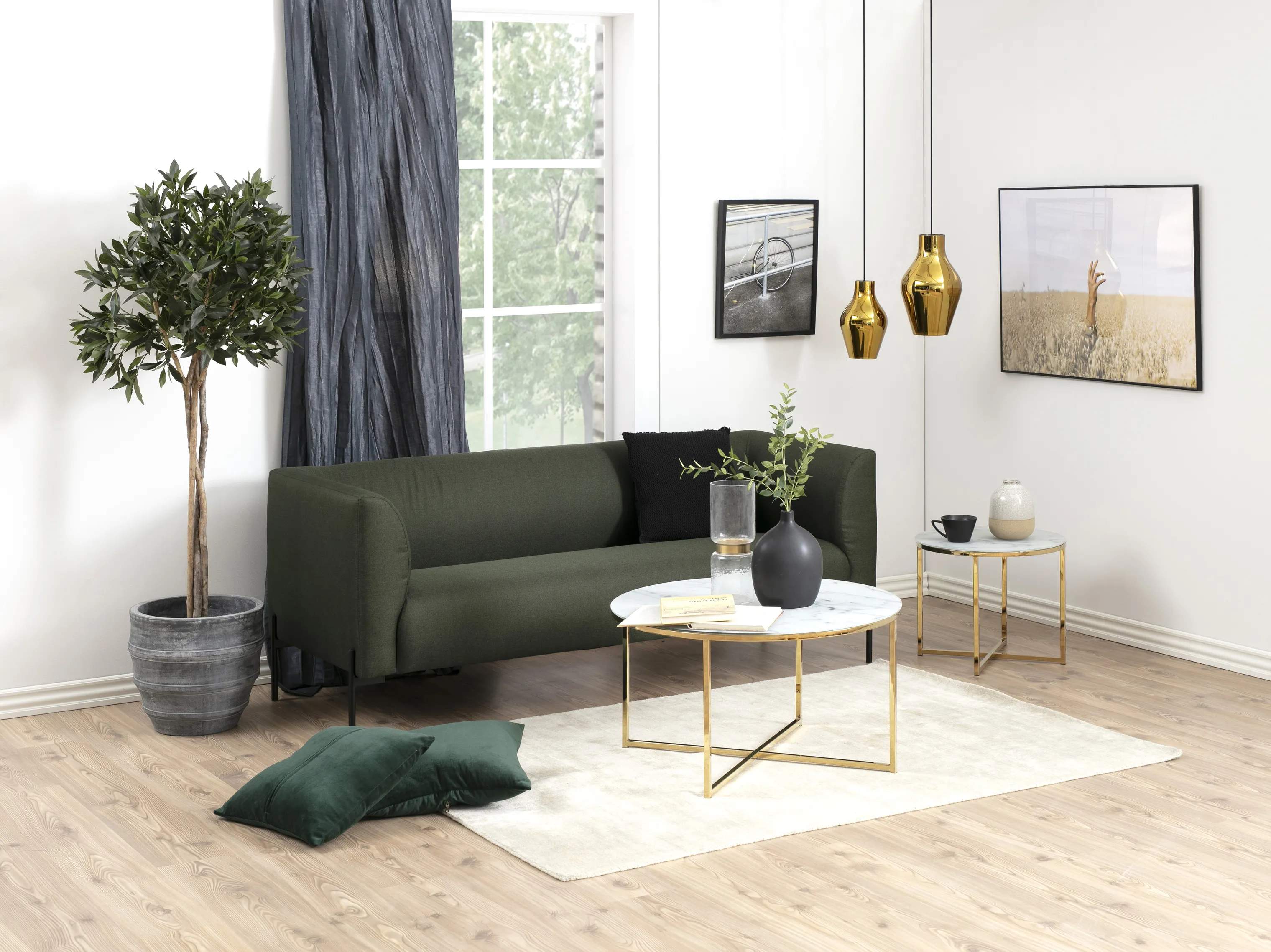 CASA Living Sideborde Alisma Hjørnebord i Hvid/gylden krom, 2