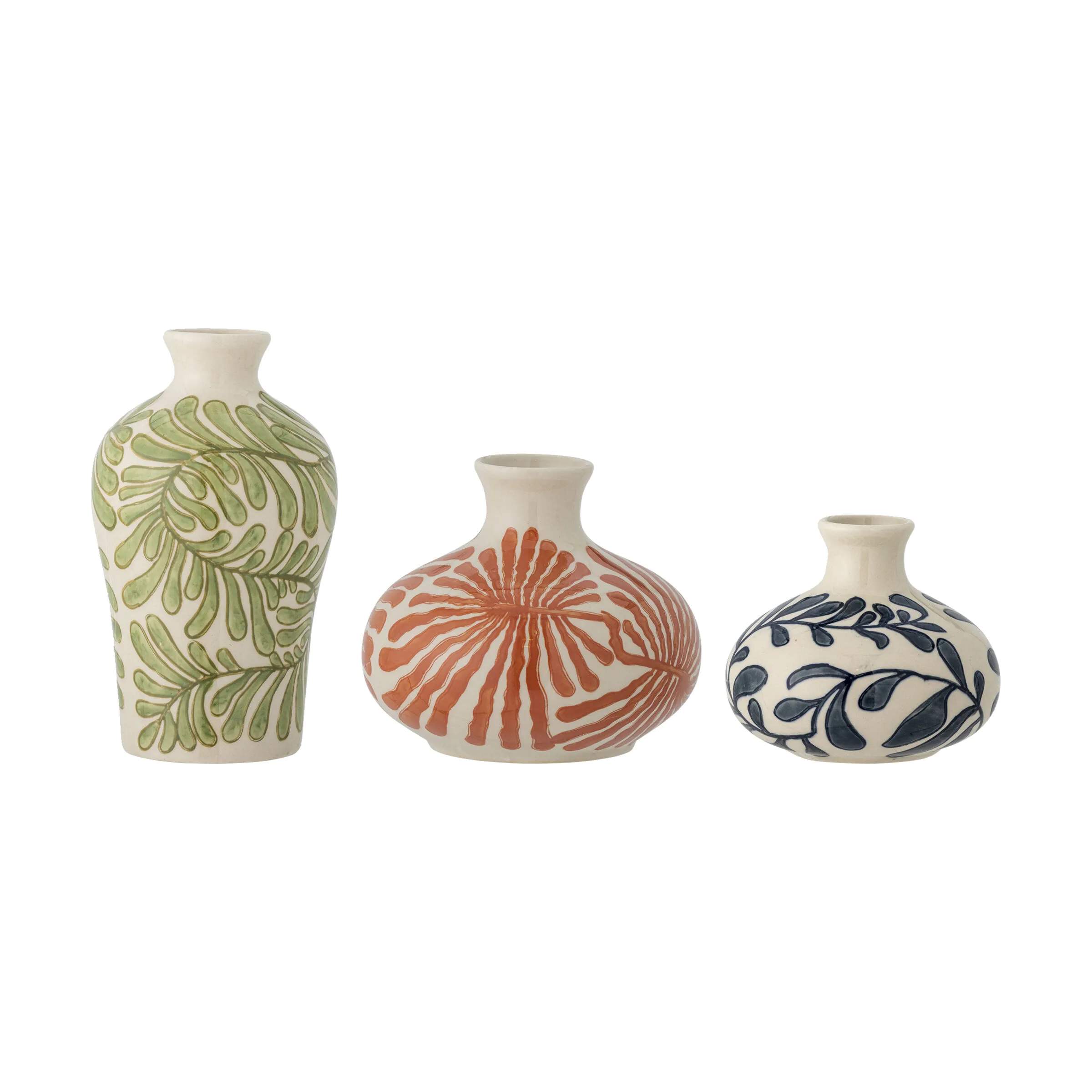 Fauni Vase - 3 stk, grøn/rød/sort, large