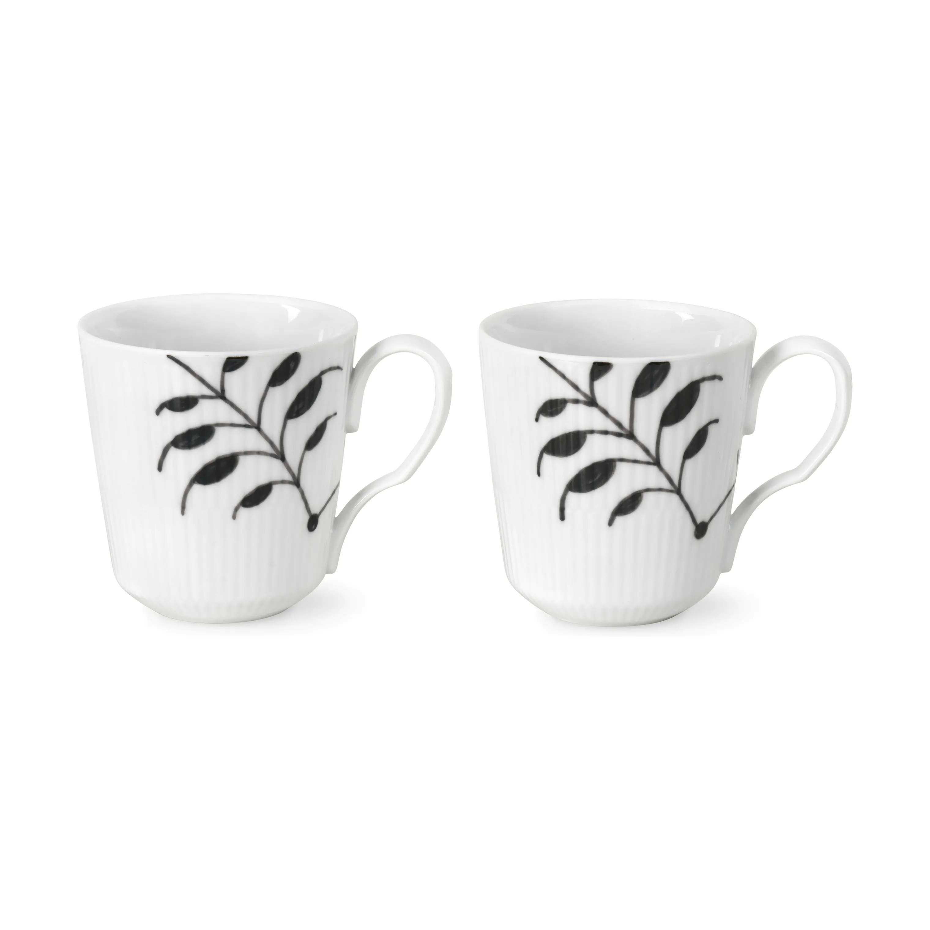 Royal Copenhagen Krus og kopper med hank Sort Mega Riflet Krus - 2 stk. i 28 cl, 3
