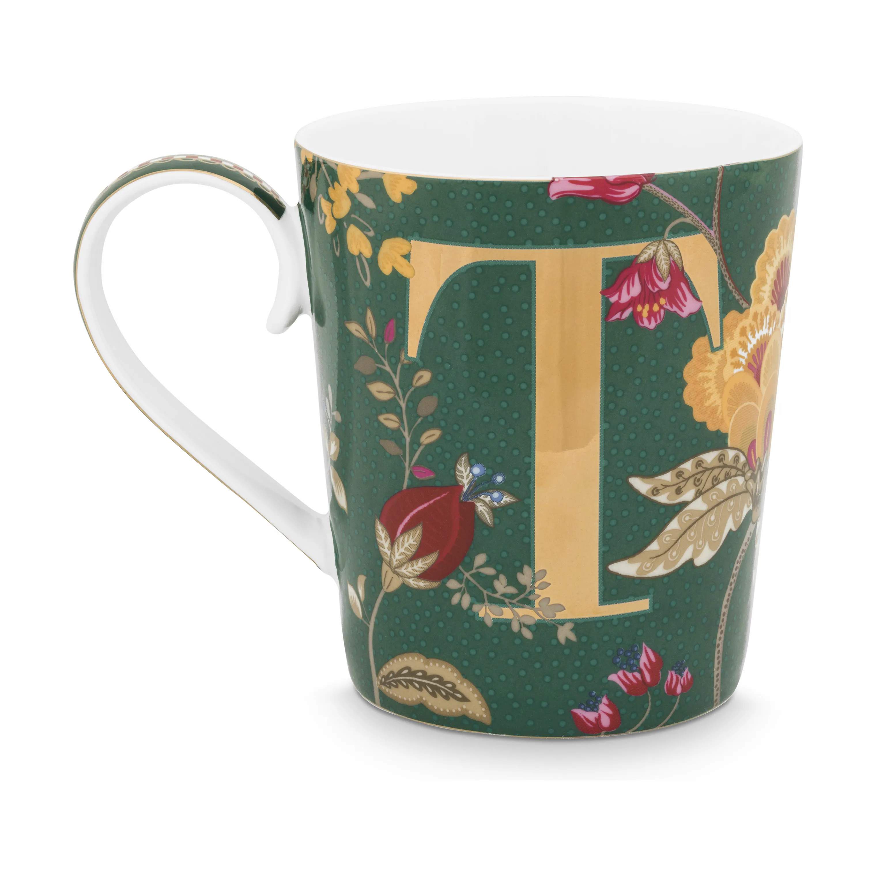 Floral Fantasy Alfabet Krus - T, porcelæn, large